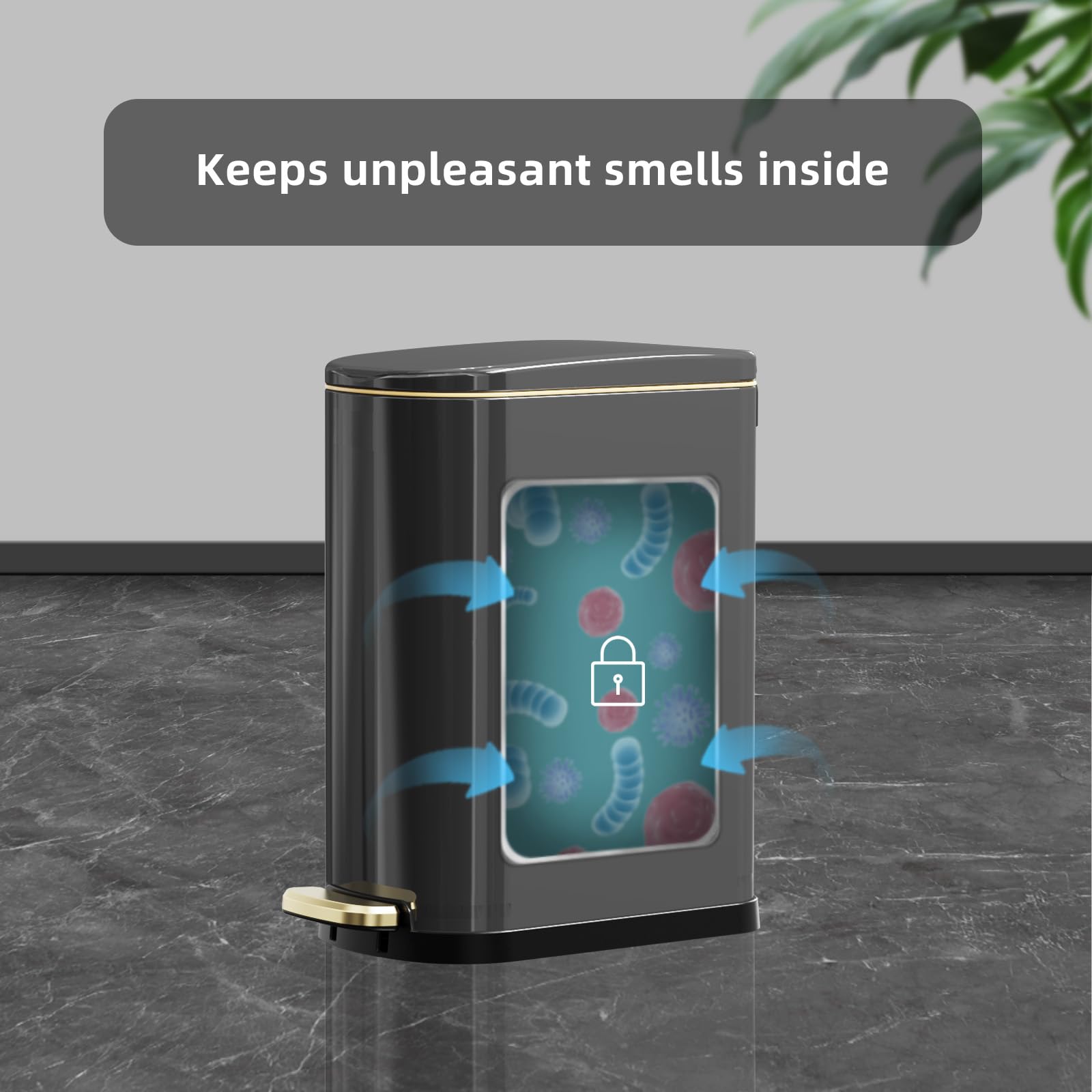 2.6 Gallon Slim Bathroom Trash Can with Soft