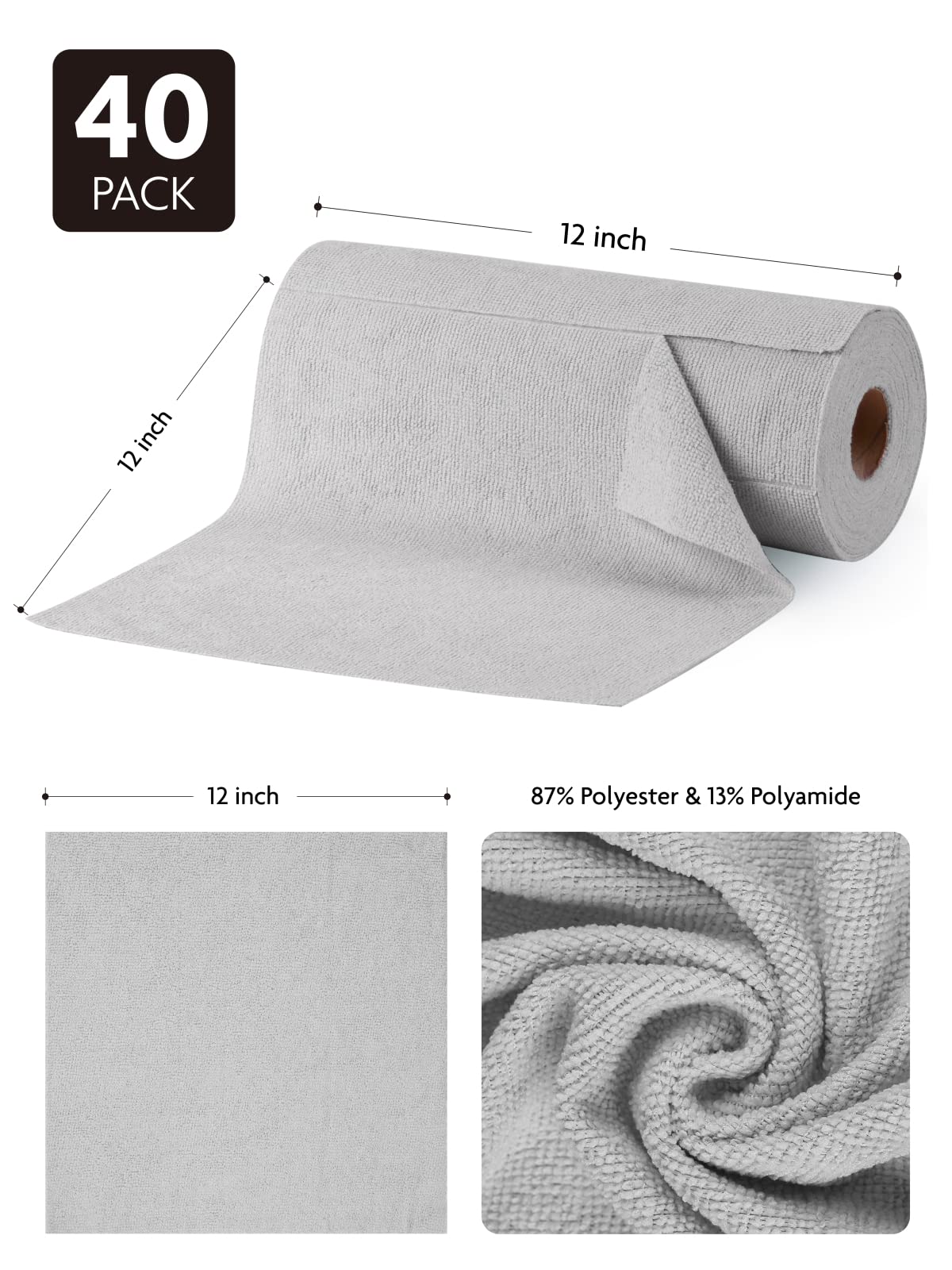 Microfiber Cleaning Cloth Roll (40 Count) - ModHome Supplies
