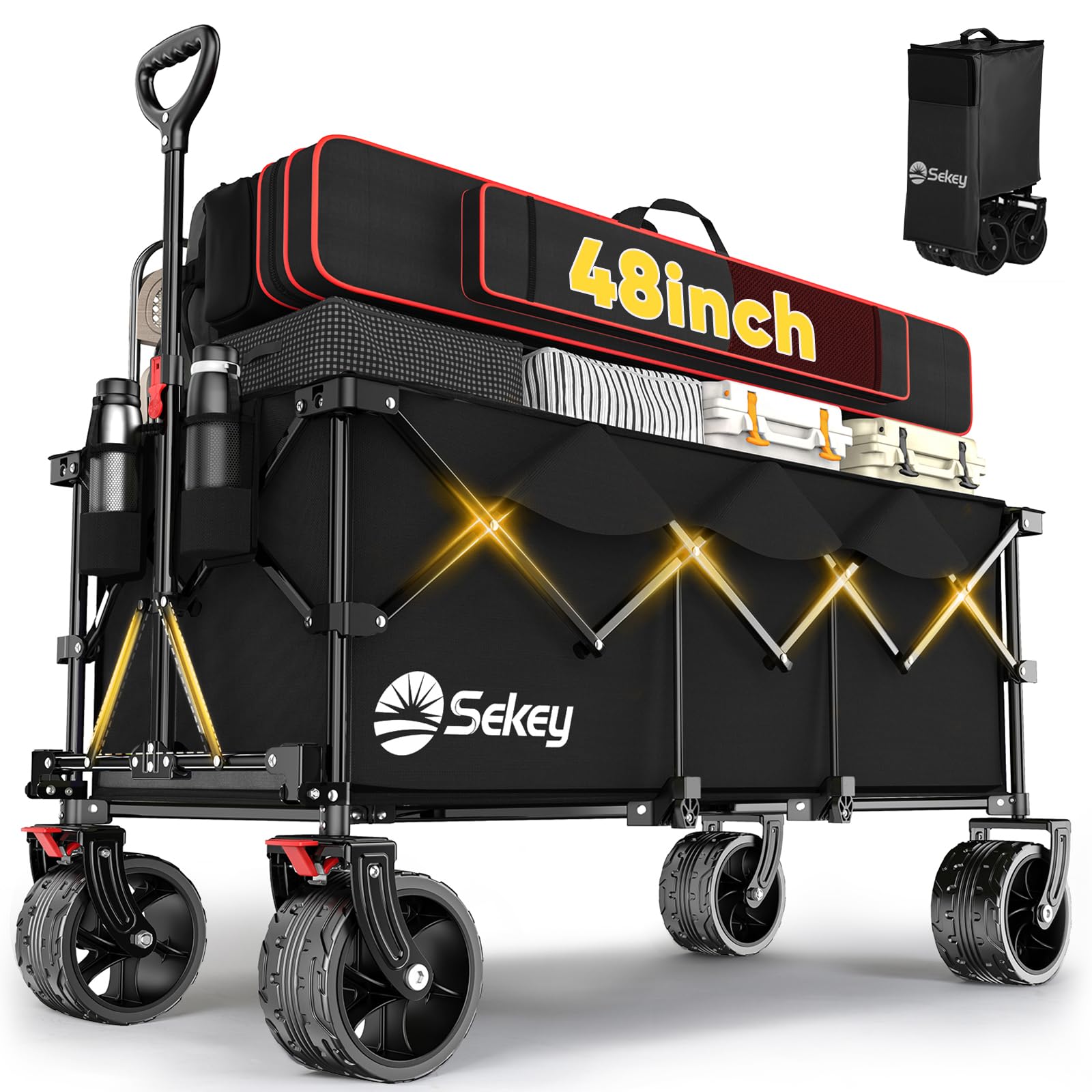 48''L Collapsible Foldable Extended Wagon with 660lbs Weight Capacity
