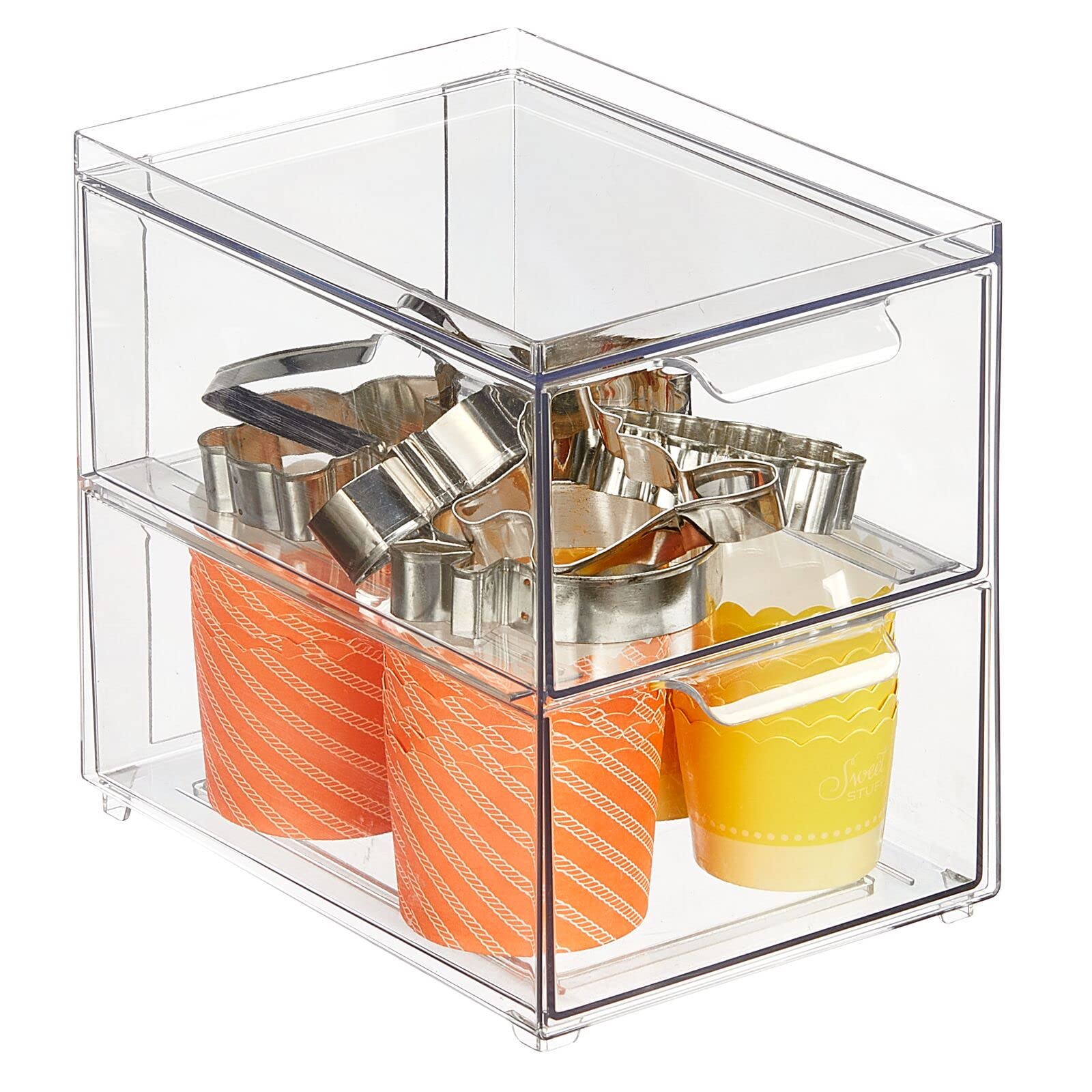 Stackable Storage Containers Box with 2 Pull