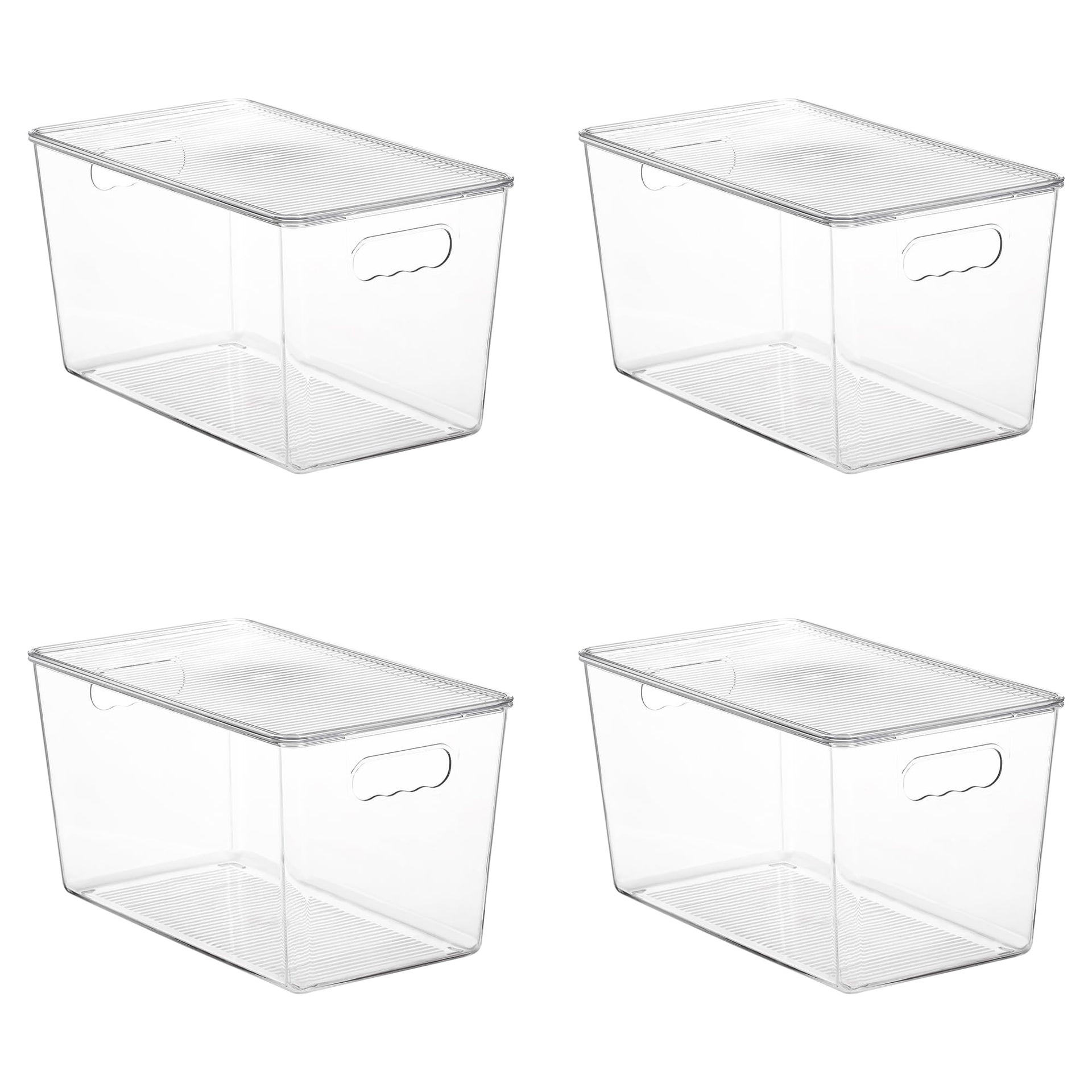 4 Pack Clear Stackable Storage Bins with Lids and Handles (4 Count)