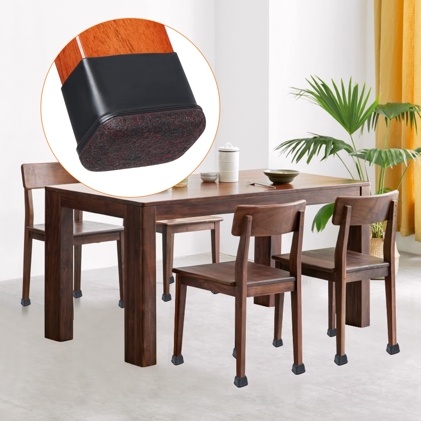 16 Pcs Rectangle Silicone Chair Leg Floor Protectors (16 Count)