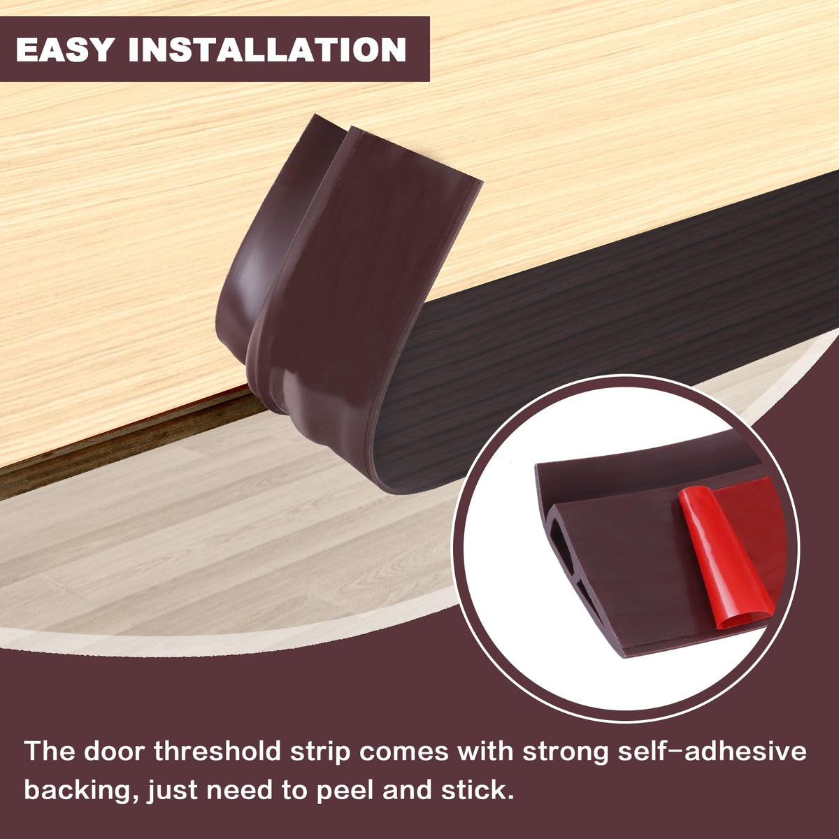 Vinyl Floor Transition Strip Self Adhesive Door Threshold Strip (3.3 Foot)