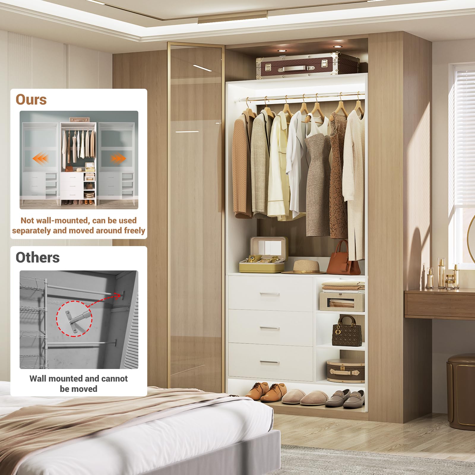 2.5FT Closet System with 3 Drawers