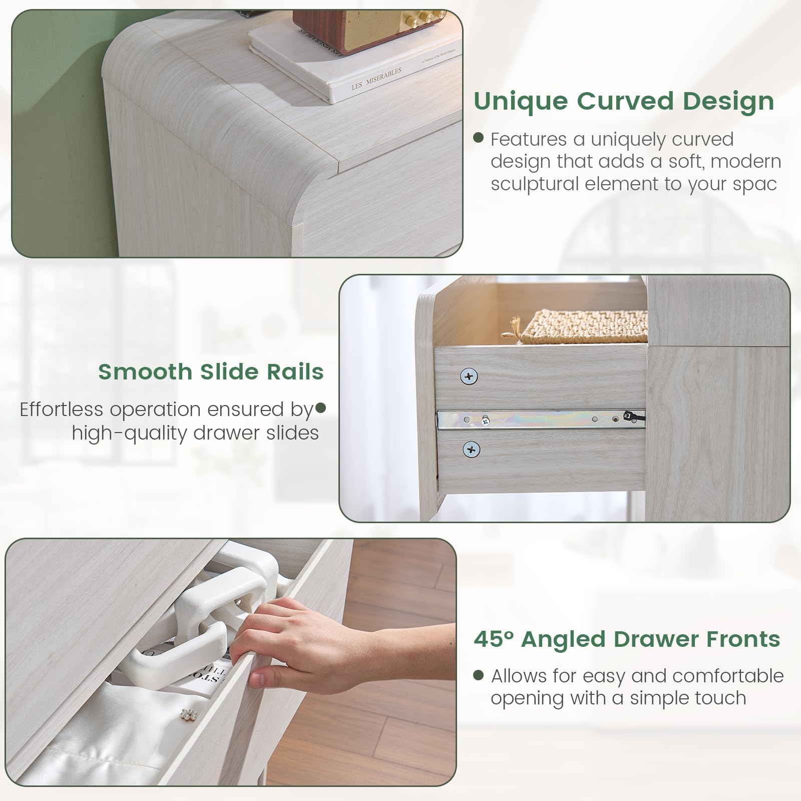 White 5 Drawers Dresser