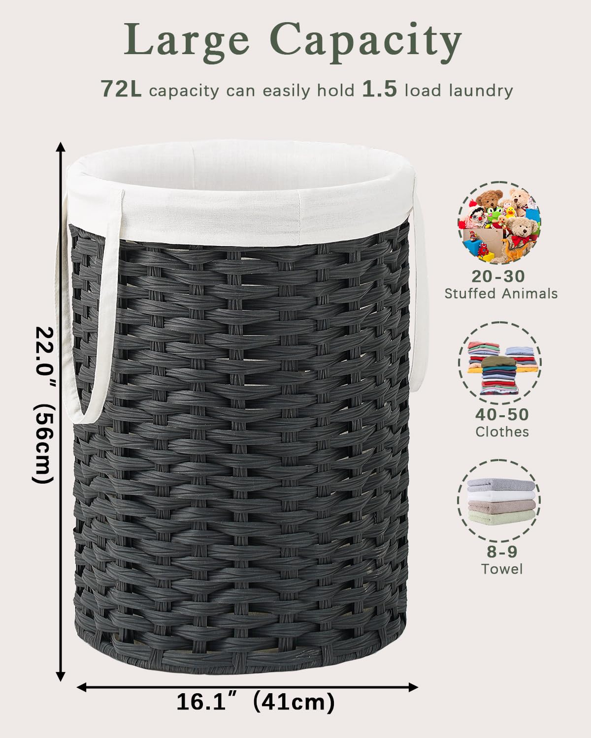 Laundry Hamper Laundry Basket Round 19.0 Gal