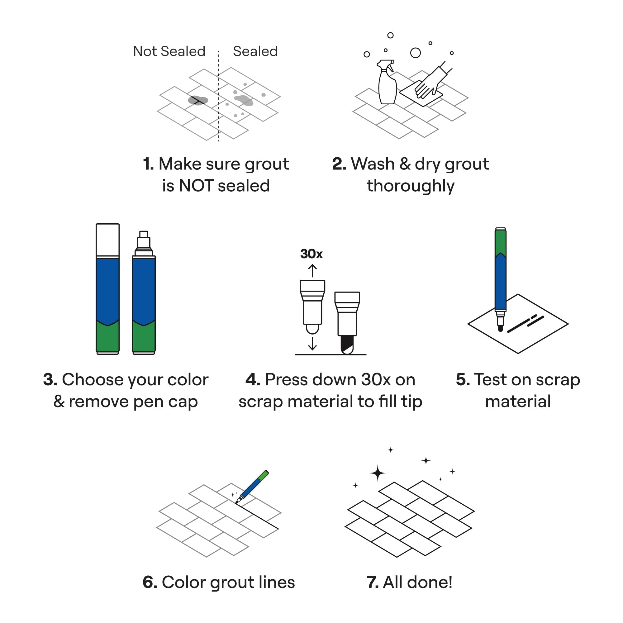 Grout Pen Grey Tile Grout Paint Marker (3 Count)
