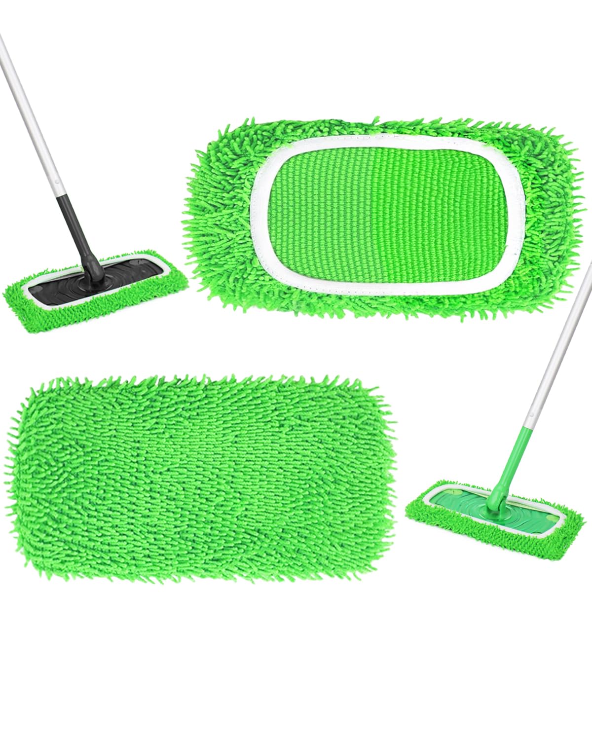 Reusable Microfiber Mop Pads Compatible with Swiffer Sweep & Mop Deluxe (2 Count)