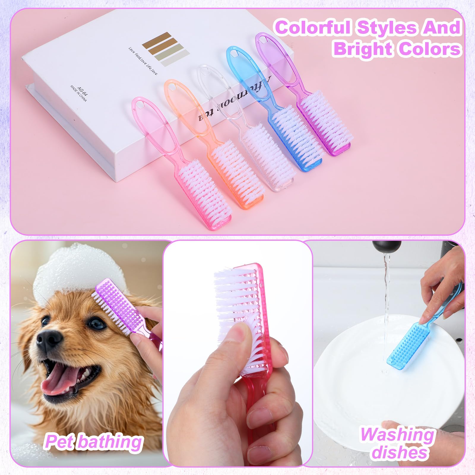 50 Pcs Handle Grip Nail Scrubber Brushes (50 Count)