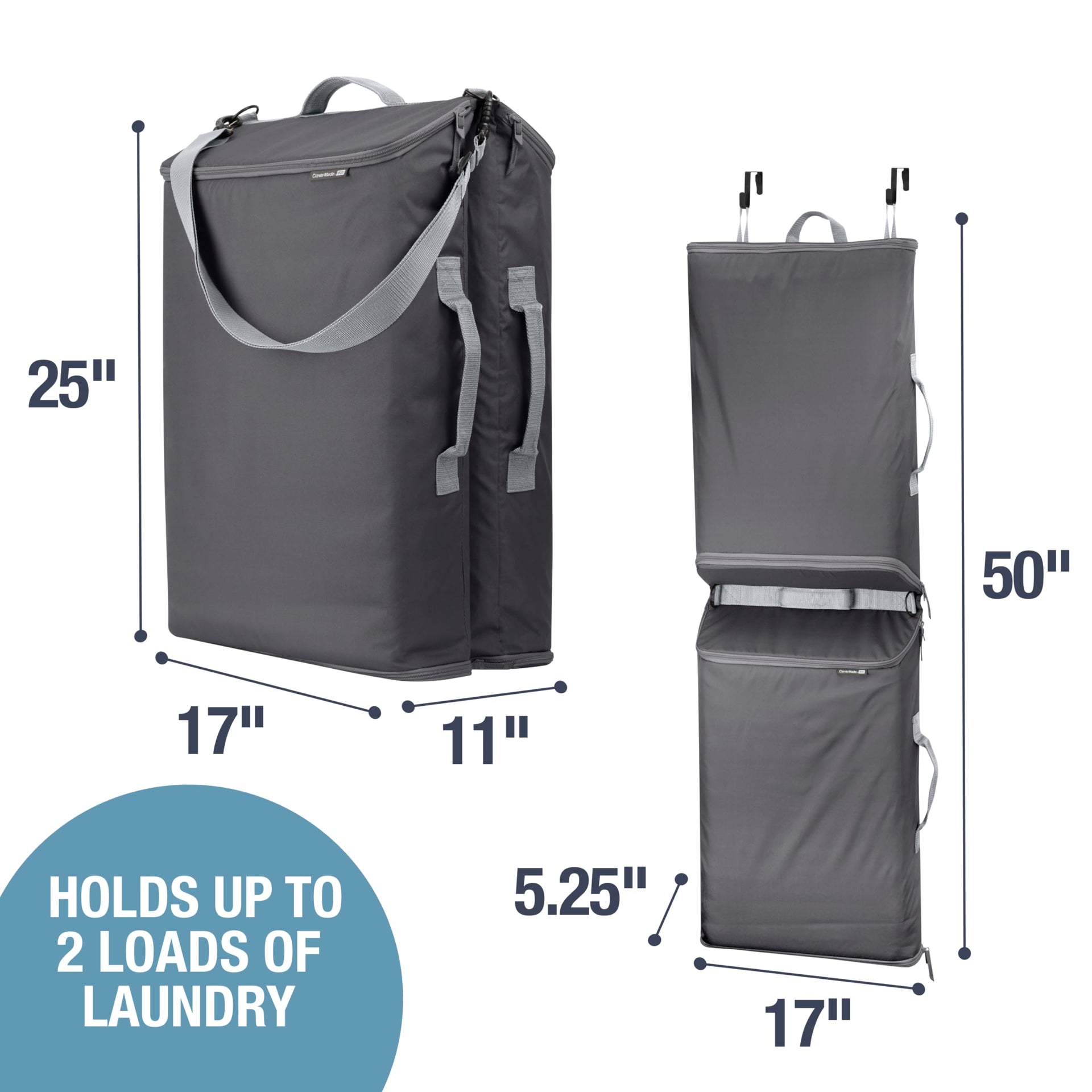 Hanging Laundry Hamper Bag with Over the Door Hooks