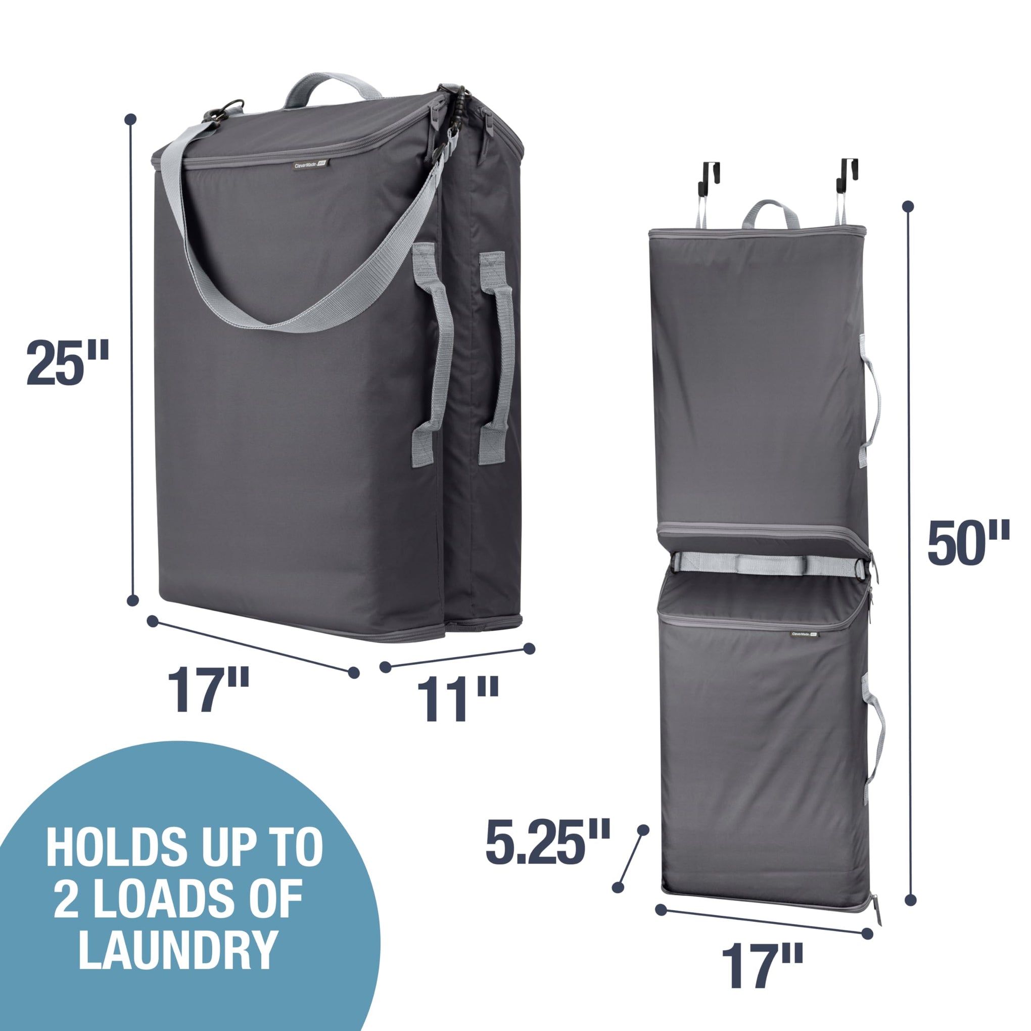Hanging Laundry Hamper Bag with Over the Door Hooks