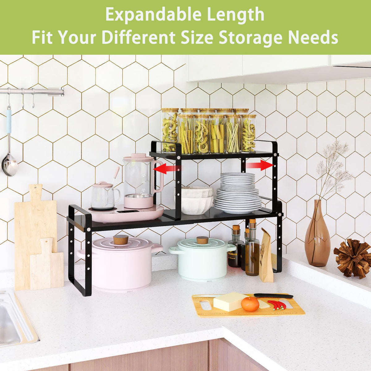 Expandable Cabinet Shelf Organizer Rack (2 Count)