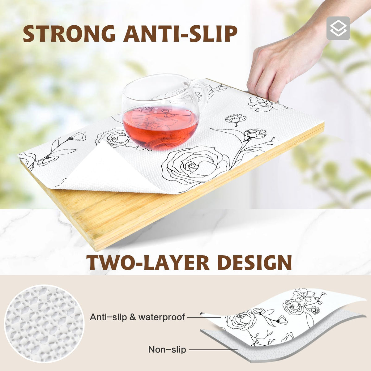 Shelf Liners for Kitchen Cabinets 11.8in x 20FT Non Adhesive Drawer Liner (20 Sq Ft)