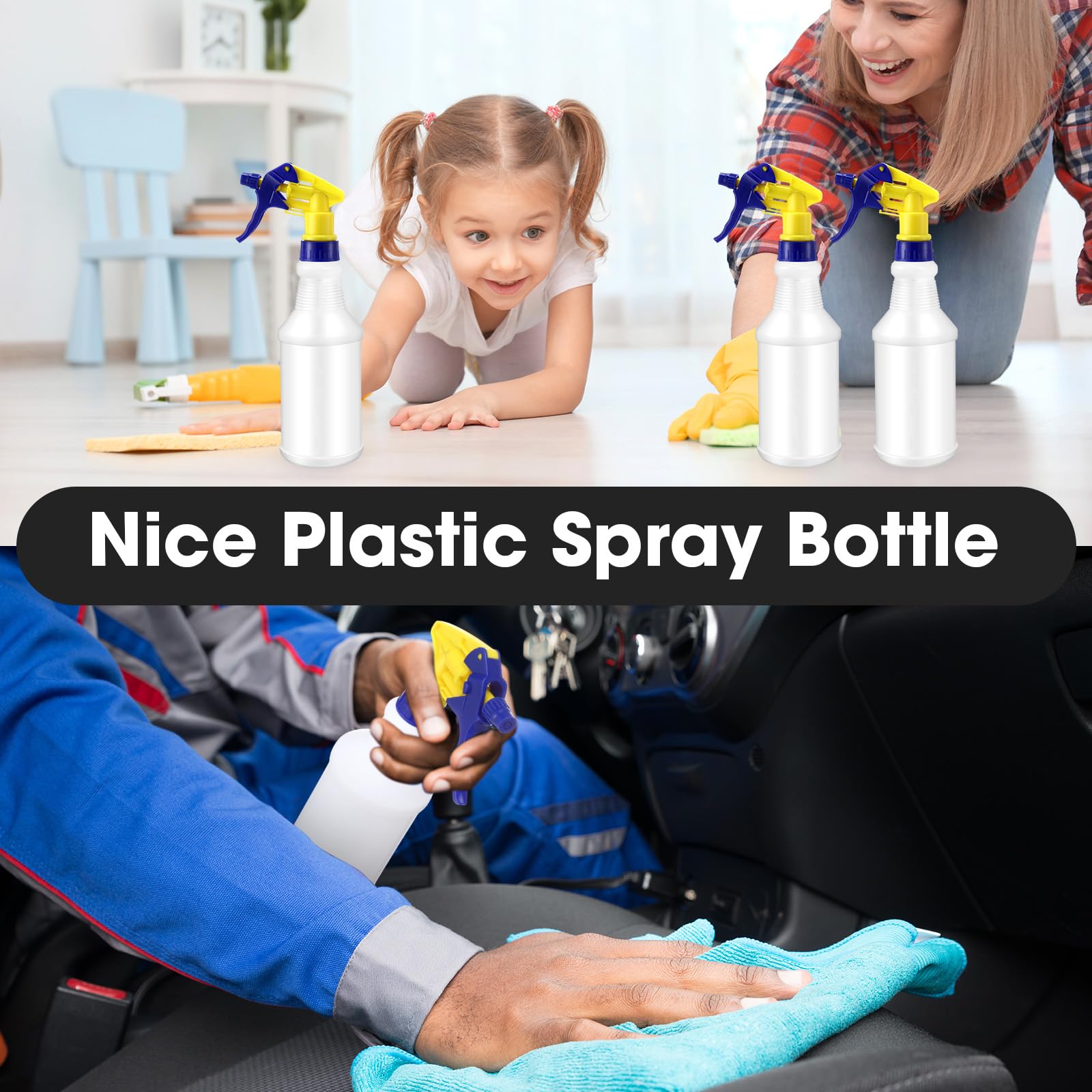 12 Pcs 16 Oz Plastic Spray Bottles (12 Count)