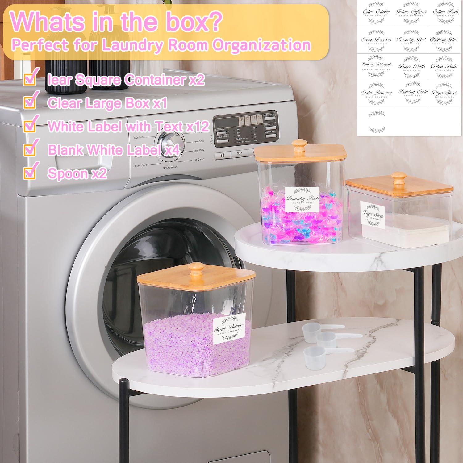 3 Pack Laundry Pods Container & Dryer Sheet Holder Set