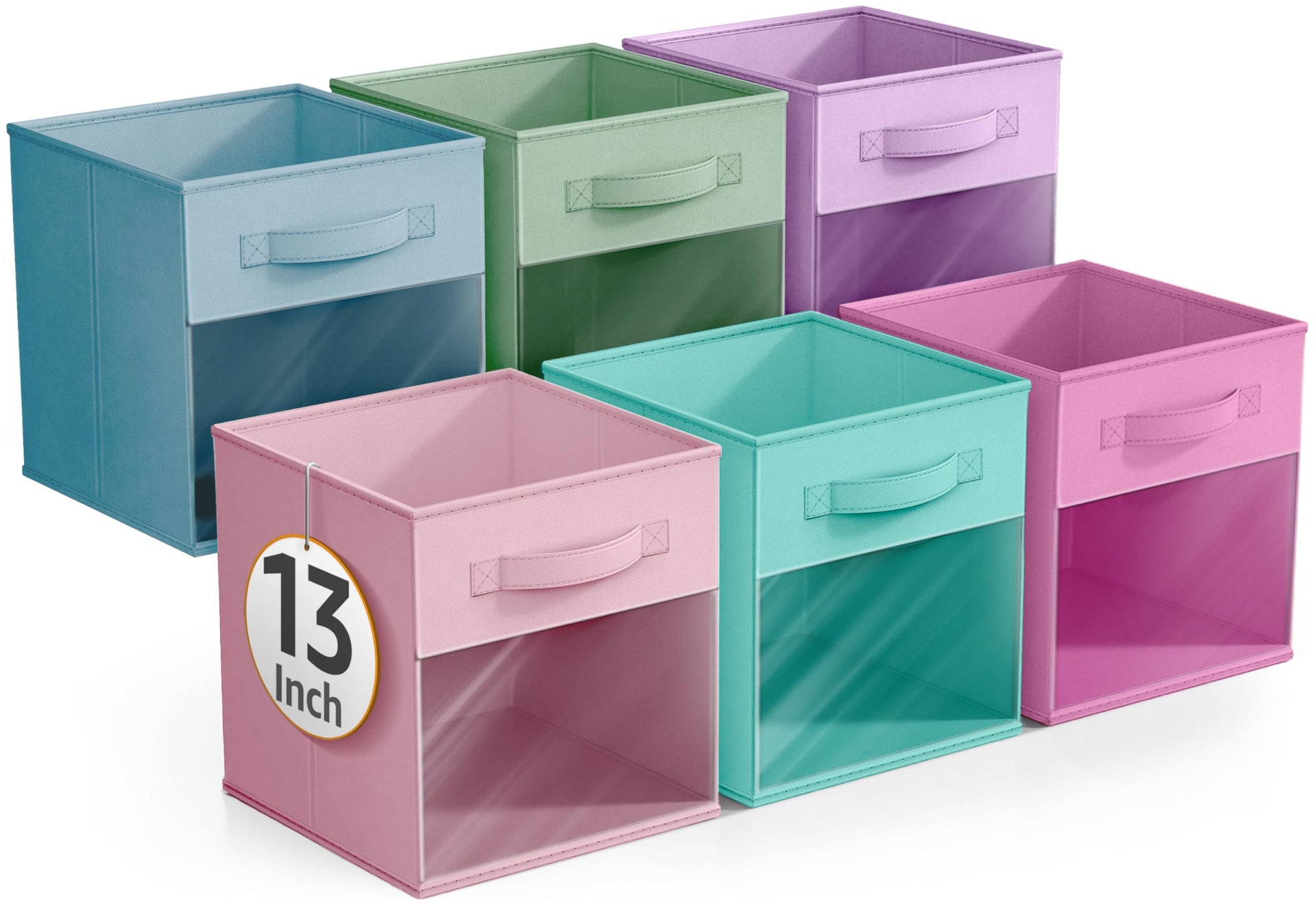 13 Inch Storage Bins with Clear Window (6 Count)