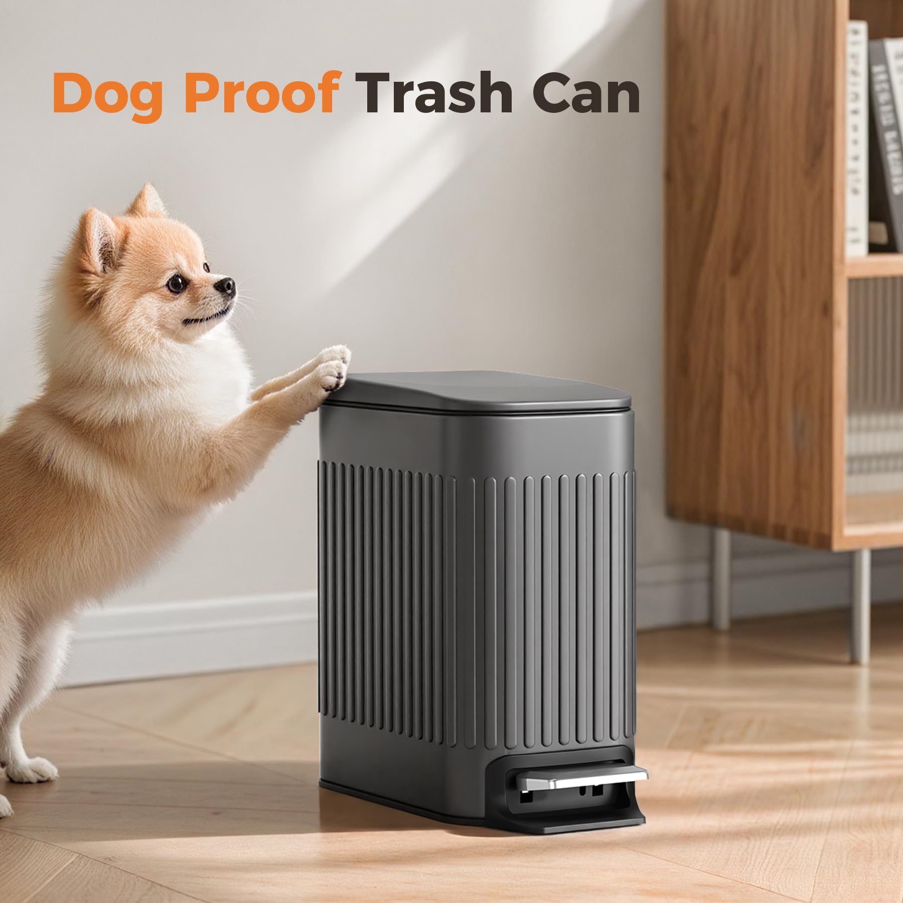 Small 1.6 Gallon Stainless Steel Trash Can with Removable Inner Bucket