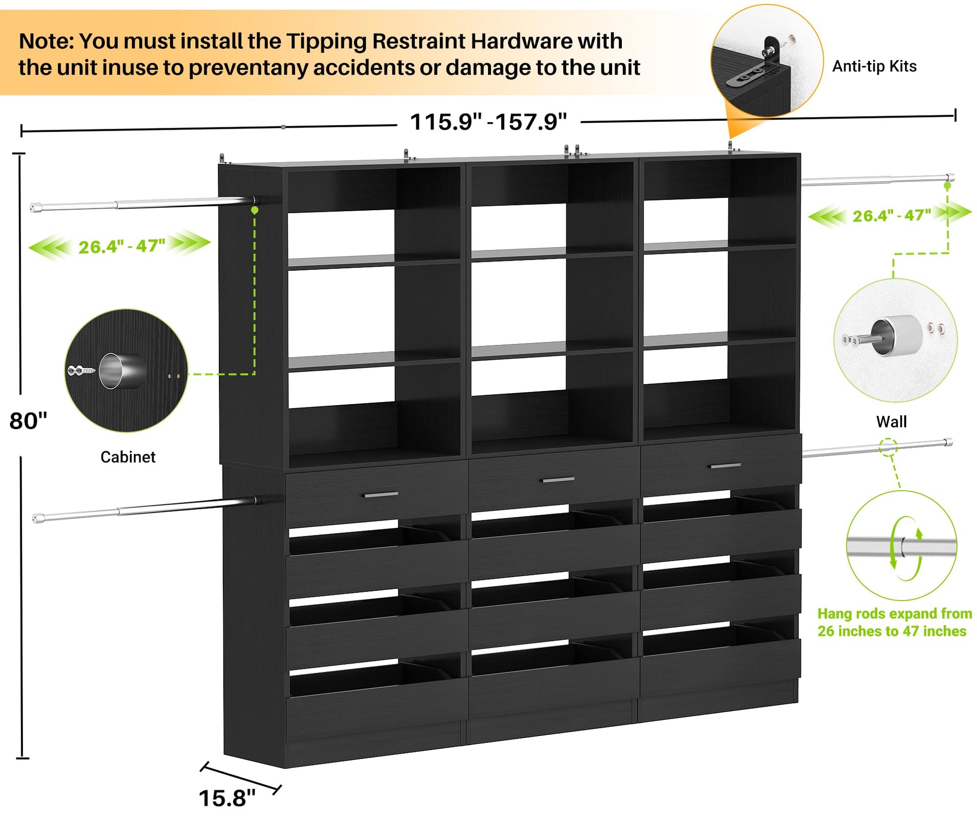 Closet System with 12 Drawers