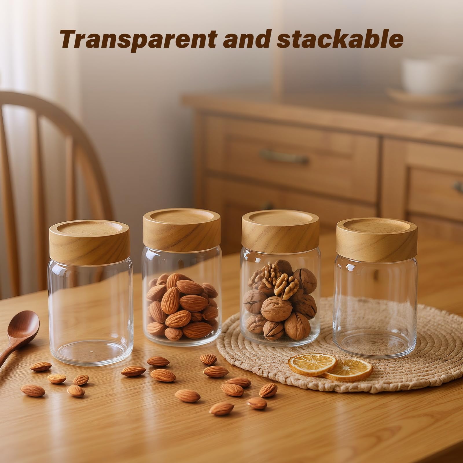 6 Pack 8 fl oz Stackable Airtight Glass Jars (6 Count)