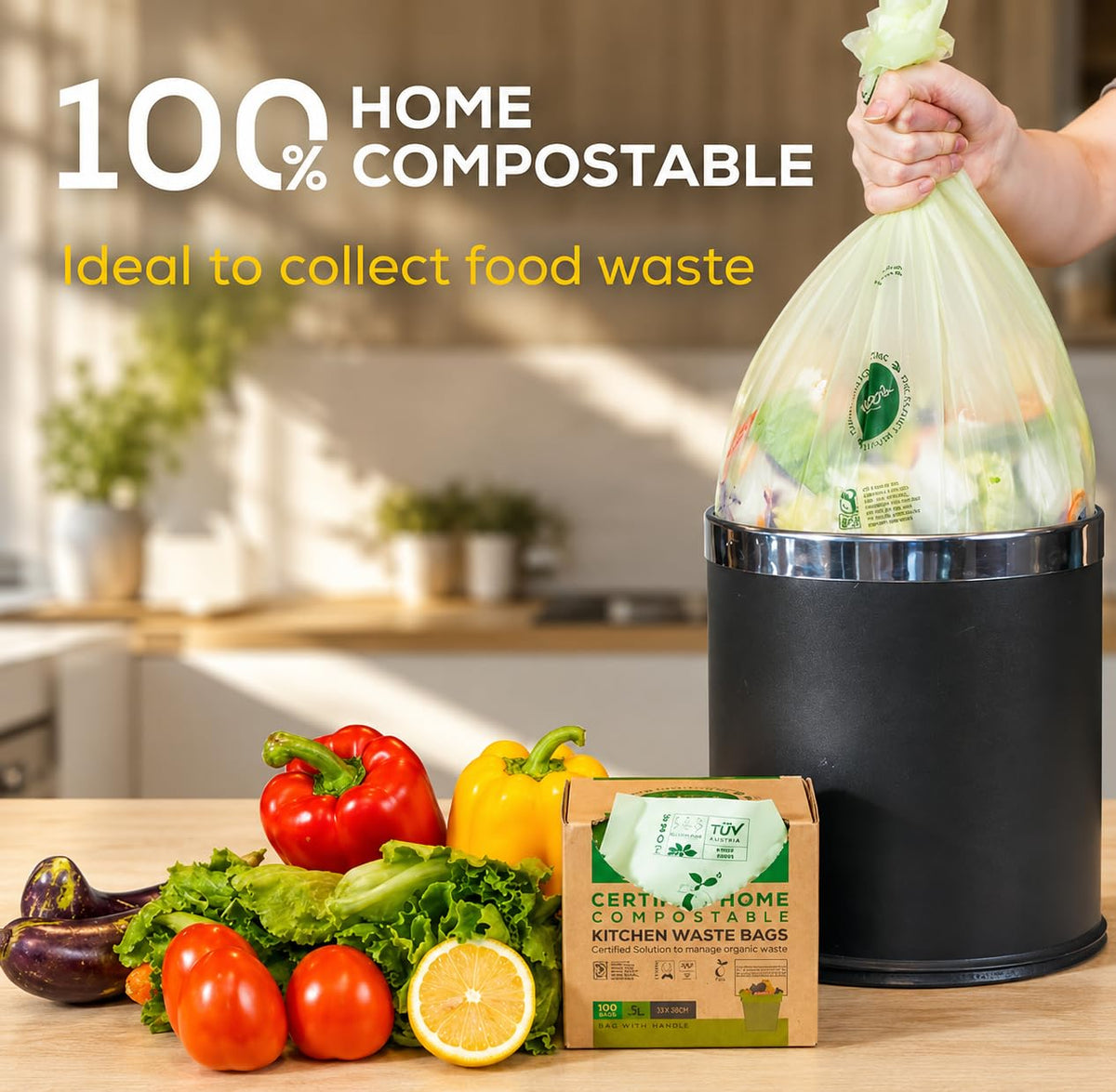 Compostable Trash Bags 4 Gallon (100 Count)