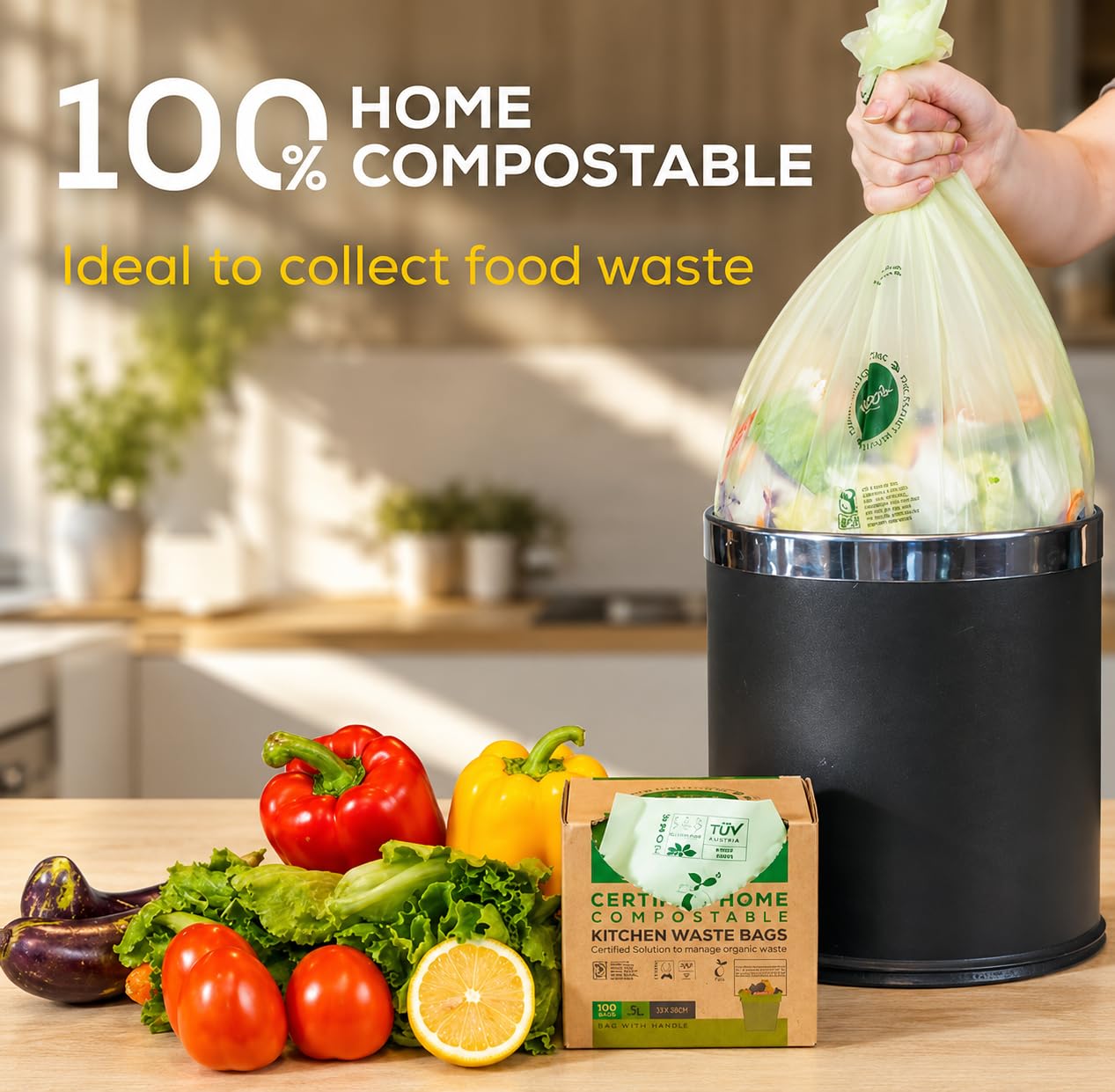 Compostable Trash Bags 4 Gallon (100 Count)