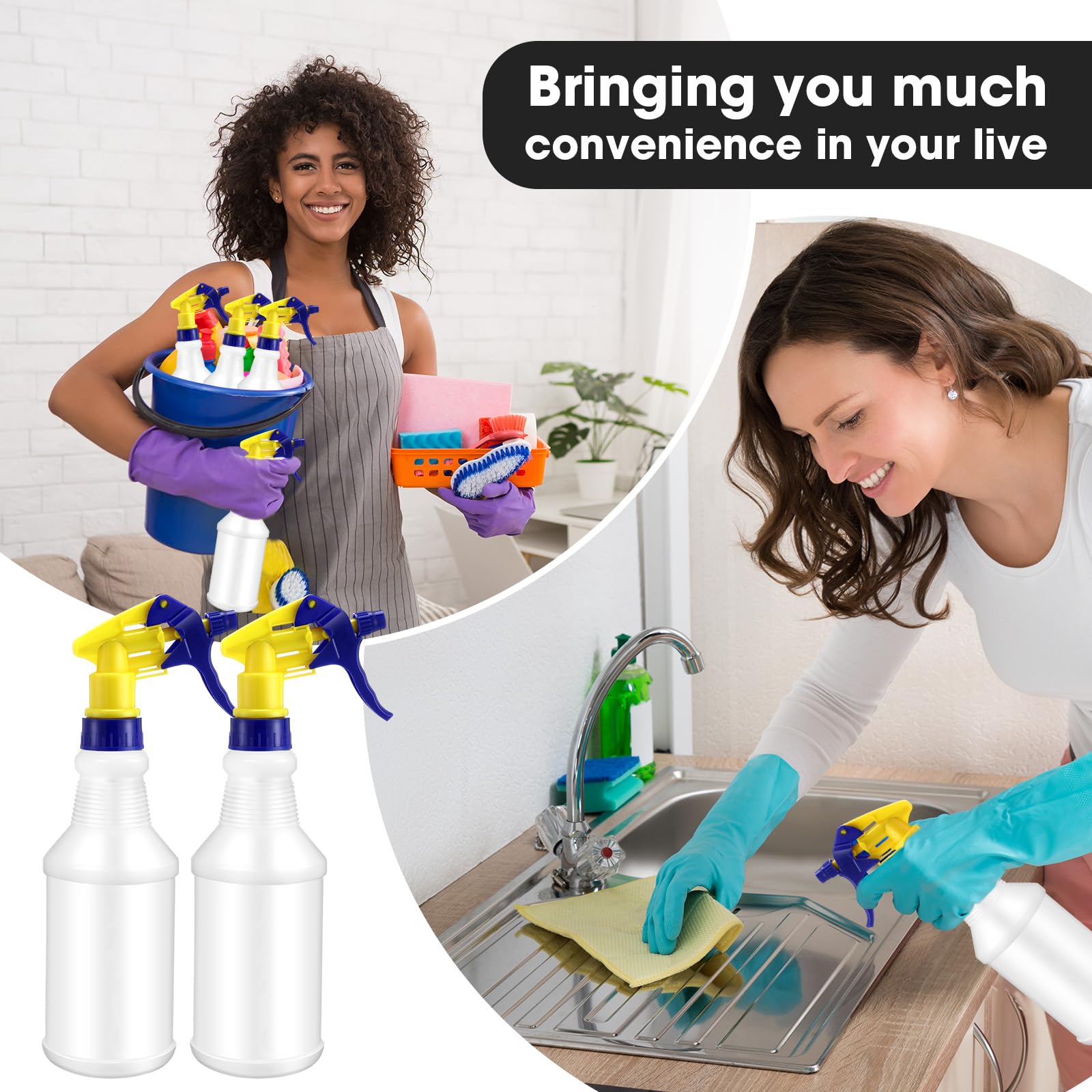 12 Pcs 16 Oz Plastic Spray Bottles (12 Count)