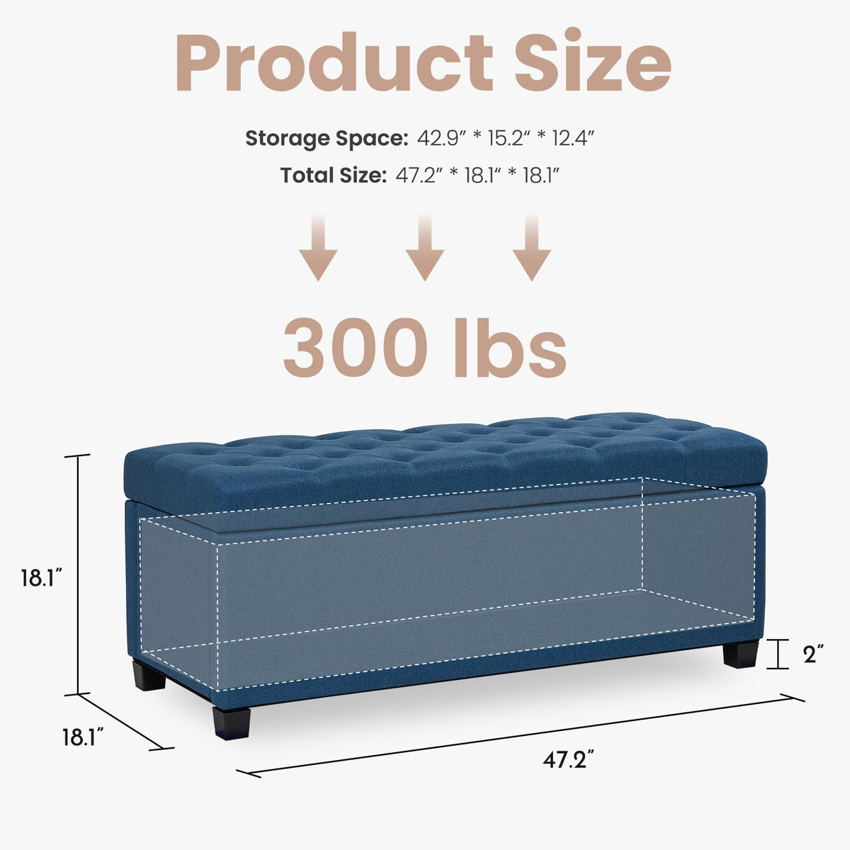 Storage Ottoman Bench for Bedroom