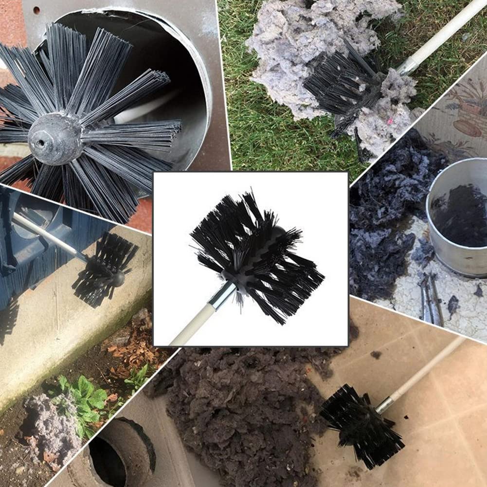 12 Feet Stove Pipe Clean Brush Extension Rods Flexible Fireplace Chimney Brush Stove Pipe Brush Rod Rotary Air Duct Dryer Vent Cleaner Rods Flue Brush Chimney Sweep Kit with Brush Head (10 Count)