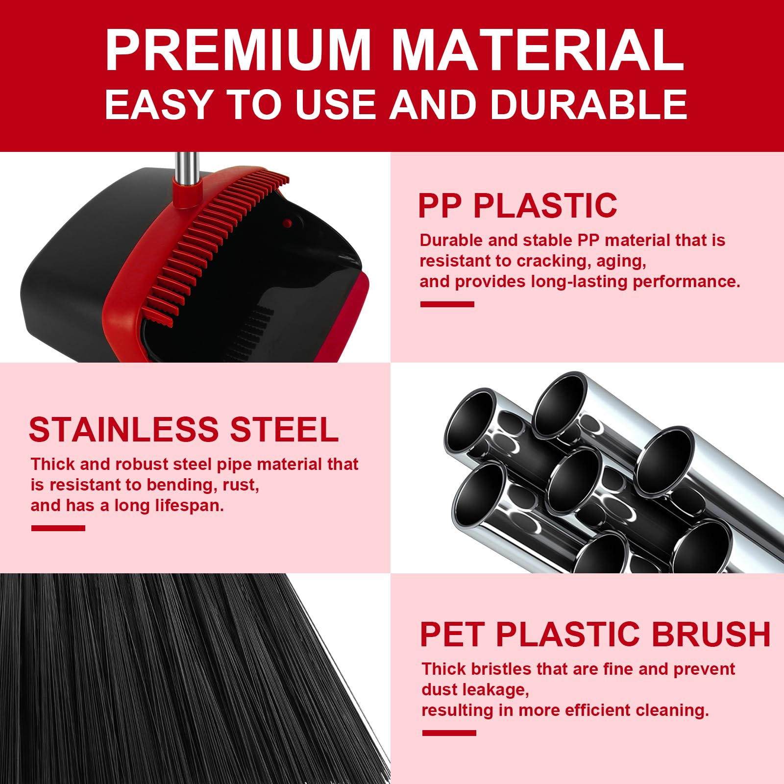 Red Broom and Dustpan Combo Set