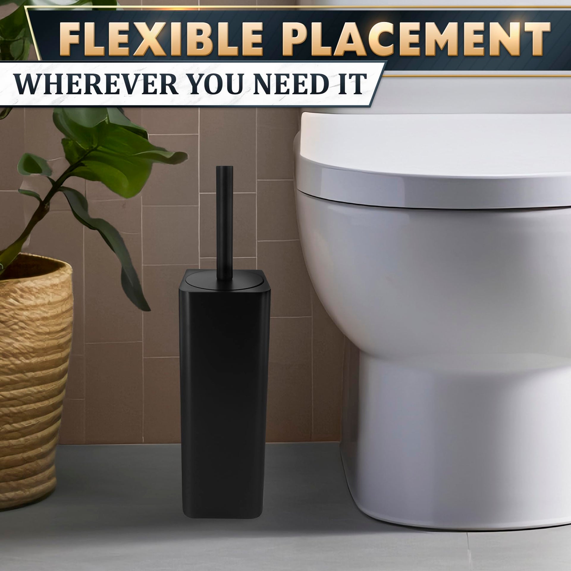 Black Toilet Brush and Holder Set