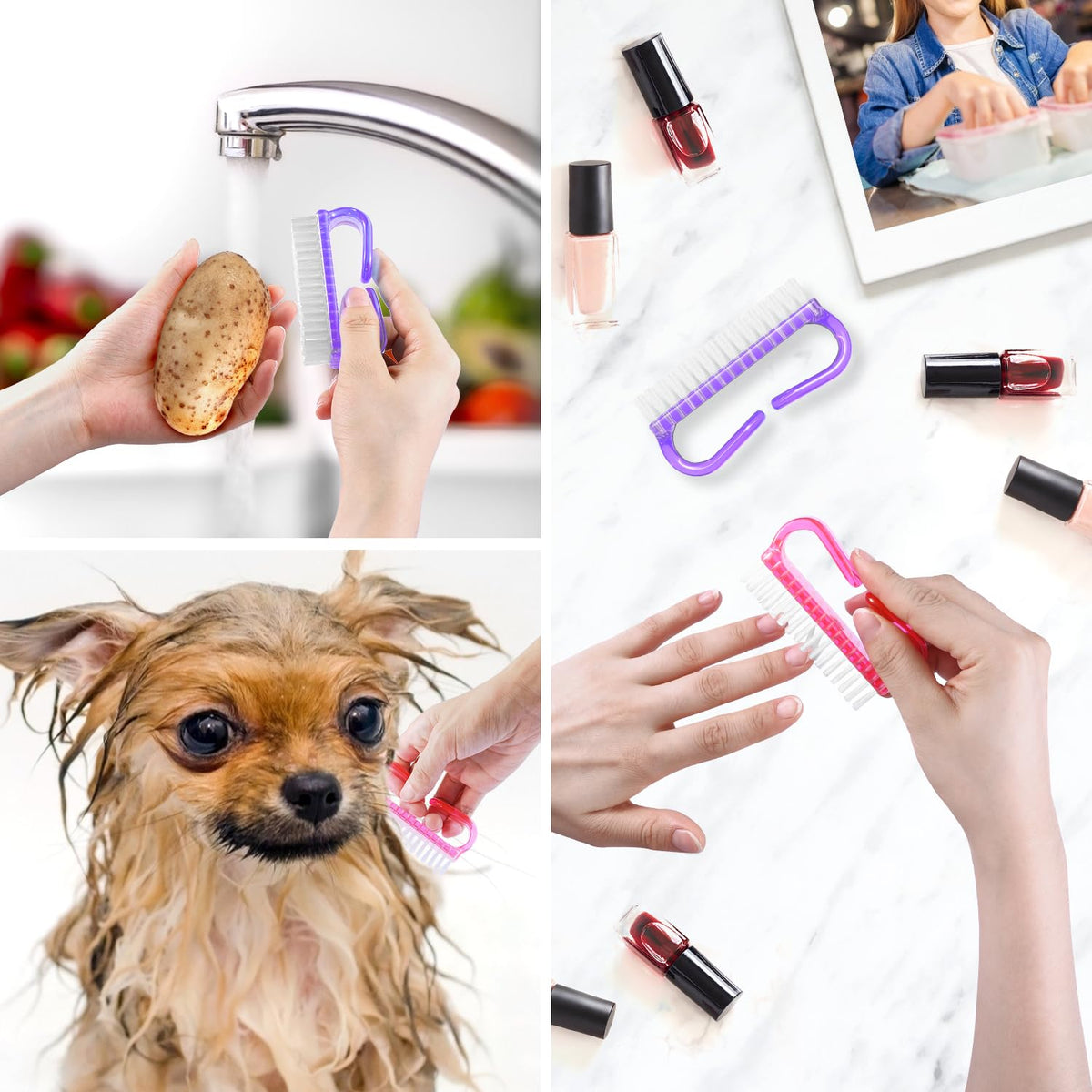 Handle Grip Nail Brush (4 Count)