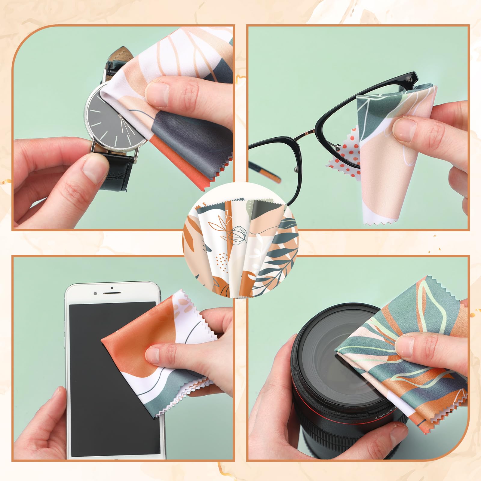 20 Pcs Microfiber Cleaning Cloth for Glasses Cute Boho Abstract Design Microfiber Cloth Soft Multicolor Glasses Cleaner Cloth for Eyeglasses Camera Lens Cell Phone Screens Glasses