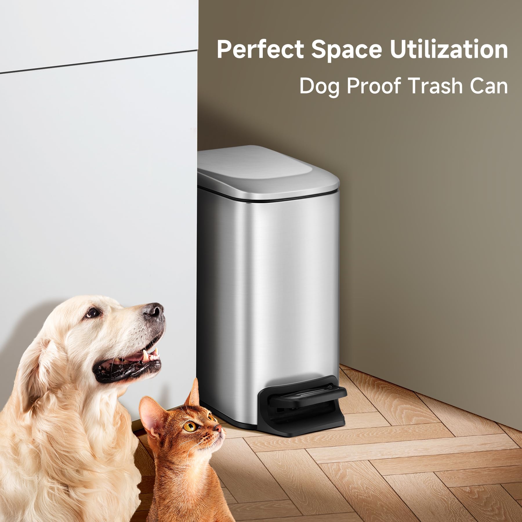 Small Bathroom Trash Can with Lid