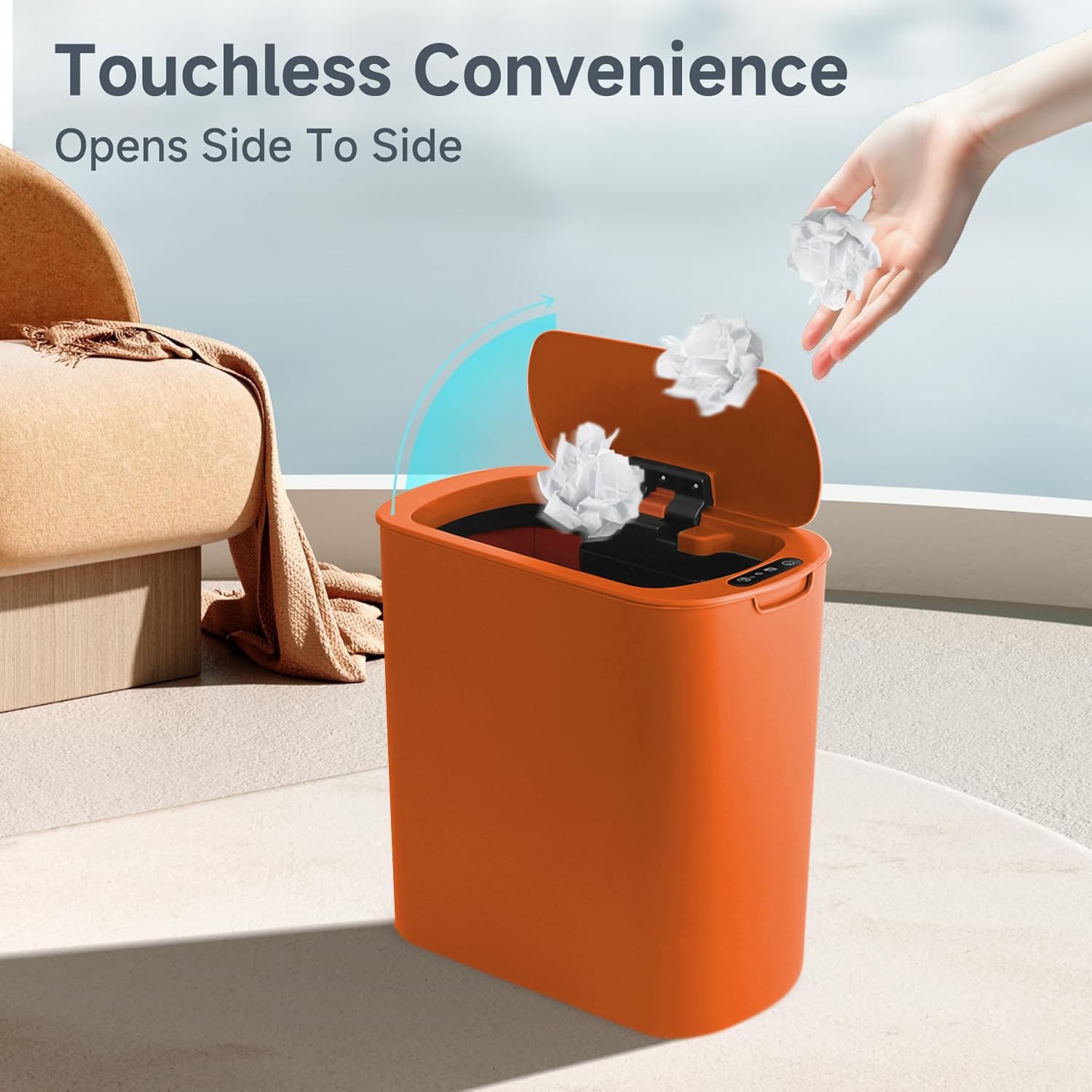 Automatic Motion Sensor Bathroom Trash Can with Lid