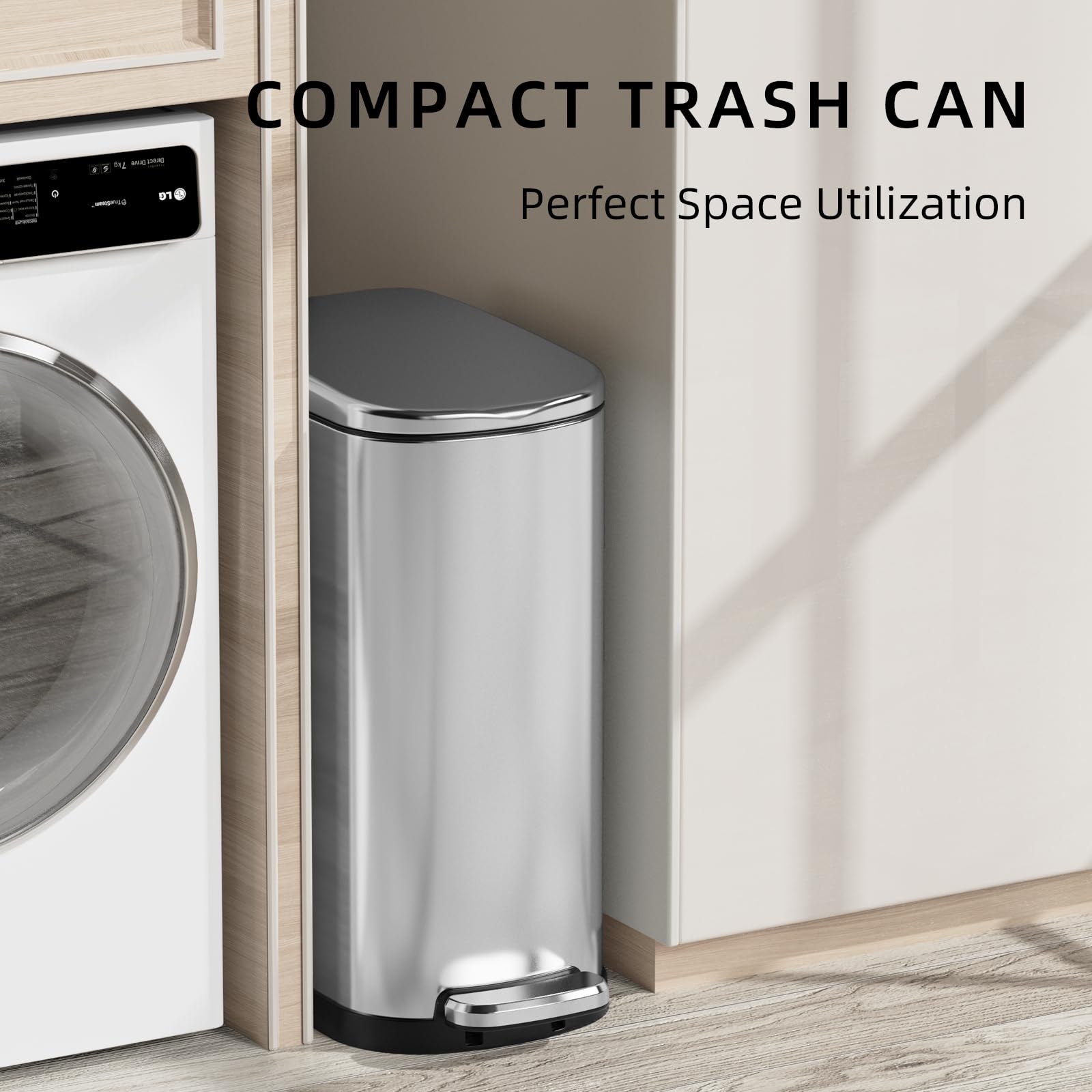 Slim Bathroom Trash Can with Lid