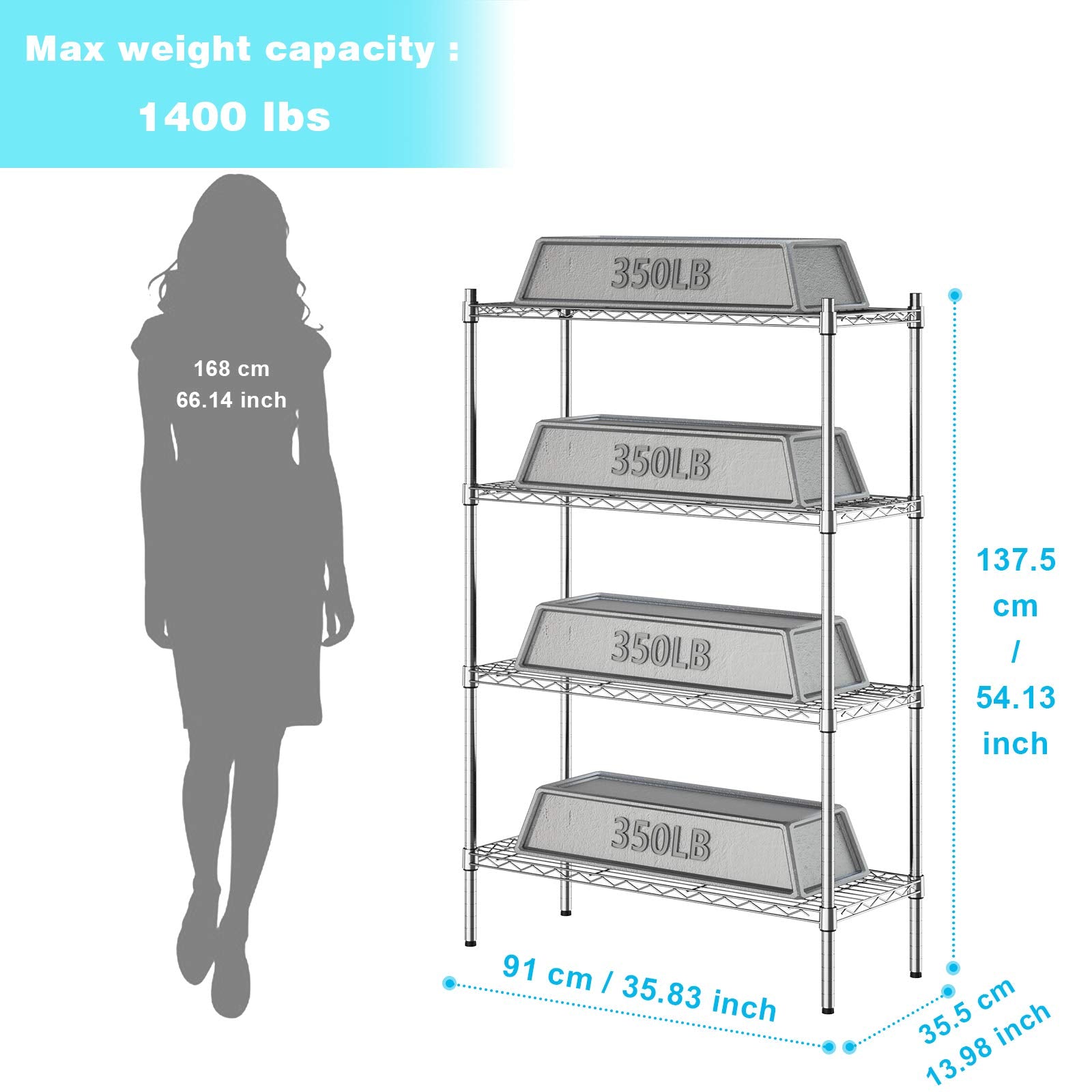 4 Tier Heavy Duty Wire Shelving