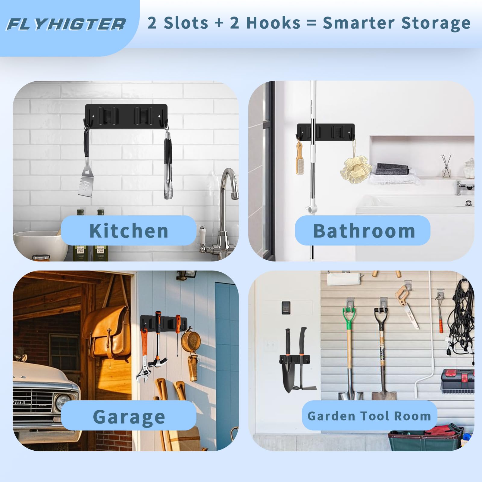 Broom and Mop Holder Wall Mounted
