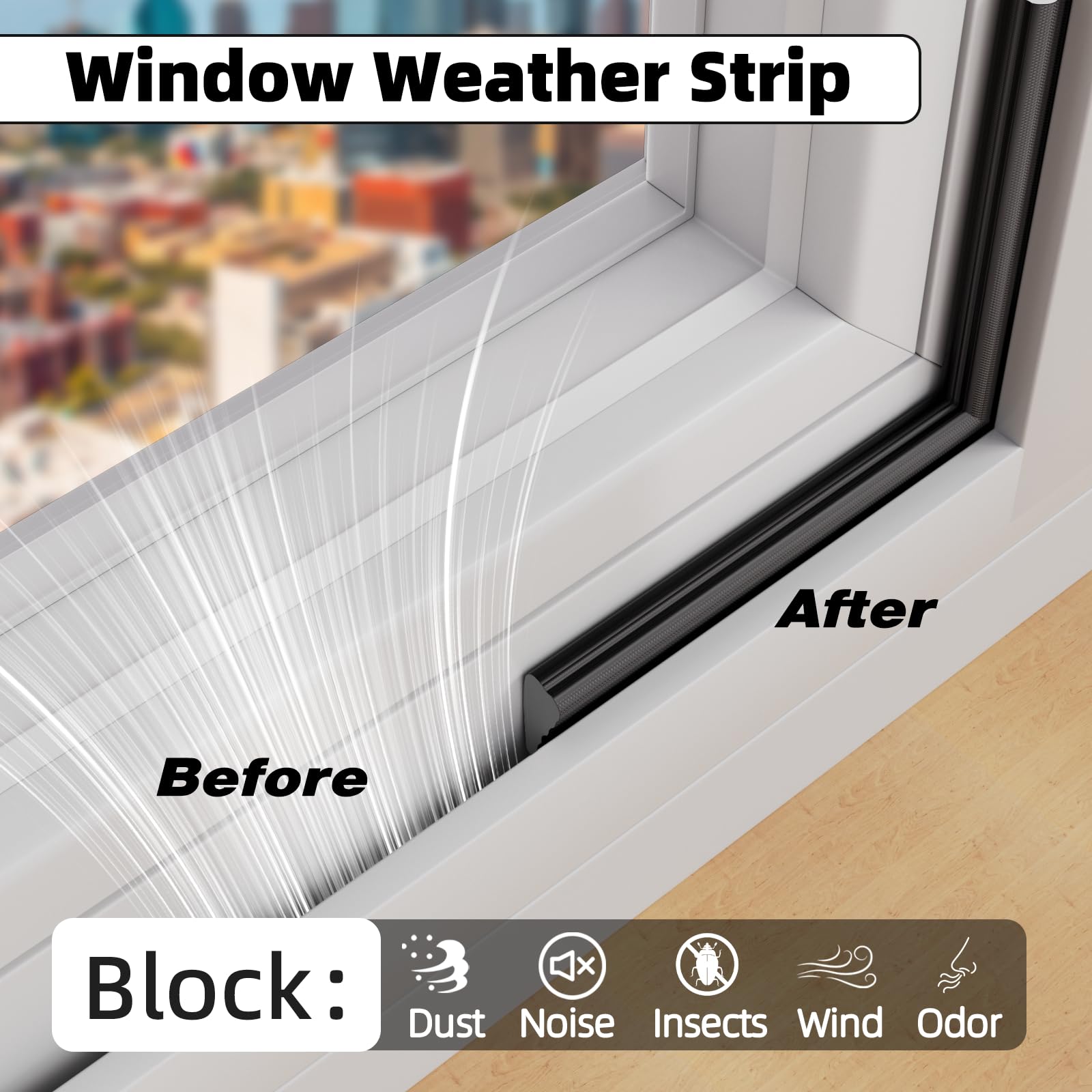 2Pcs×196" Wedge Weather Stripping Door Seal for Door Frame & Window (32.6667 Foot)