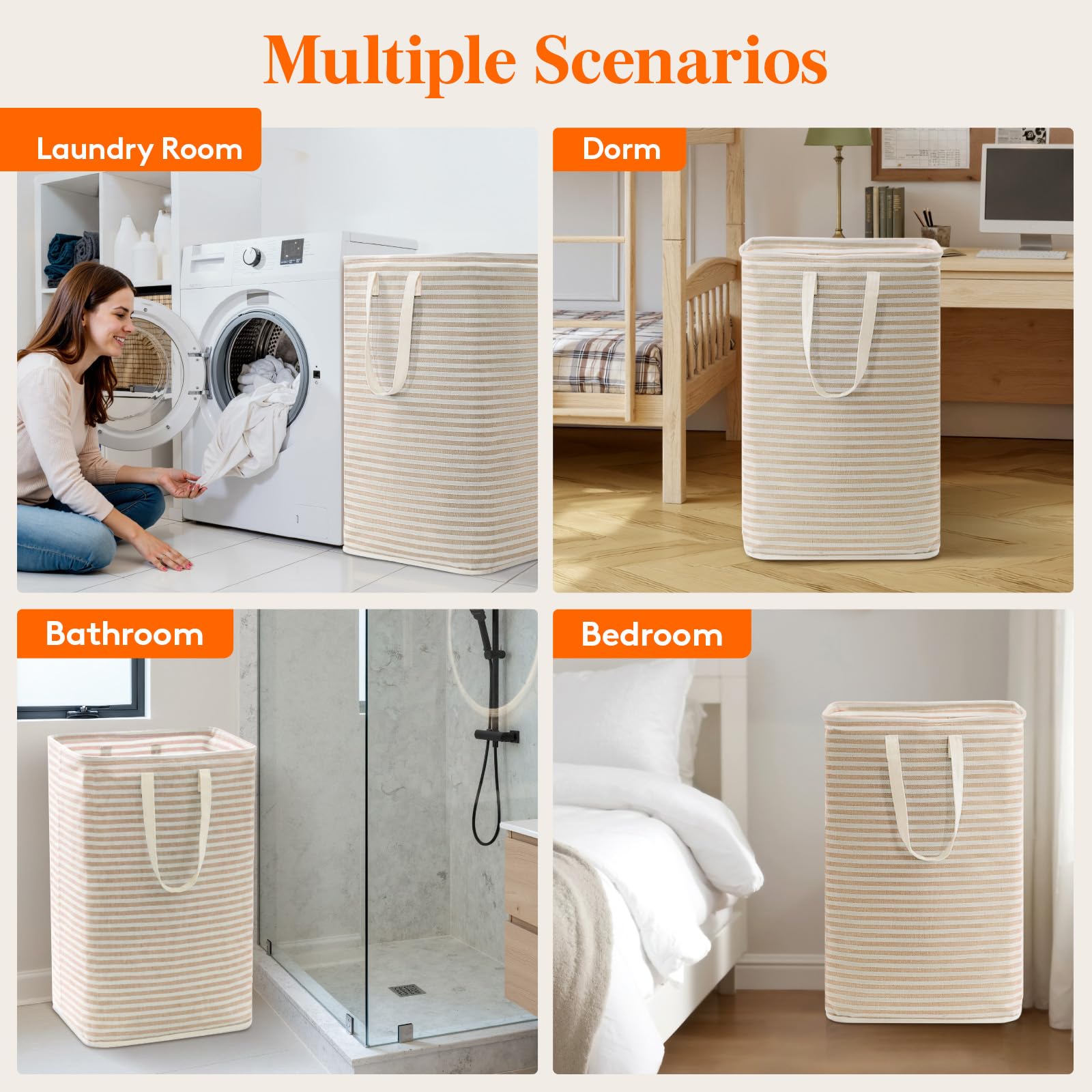 75L Large Collapsible Laundry Basket with Extended Handles