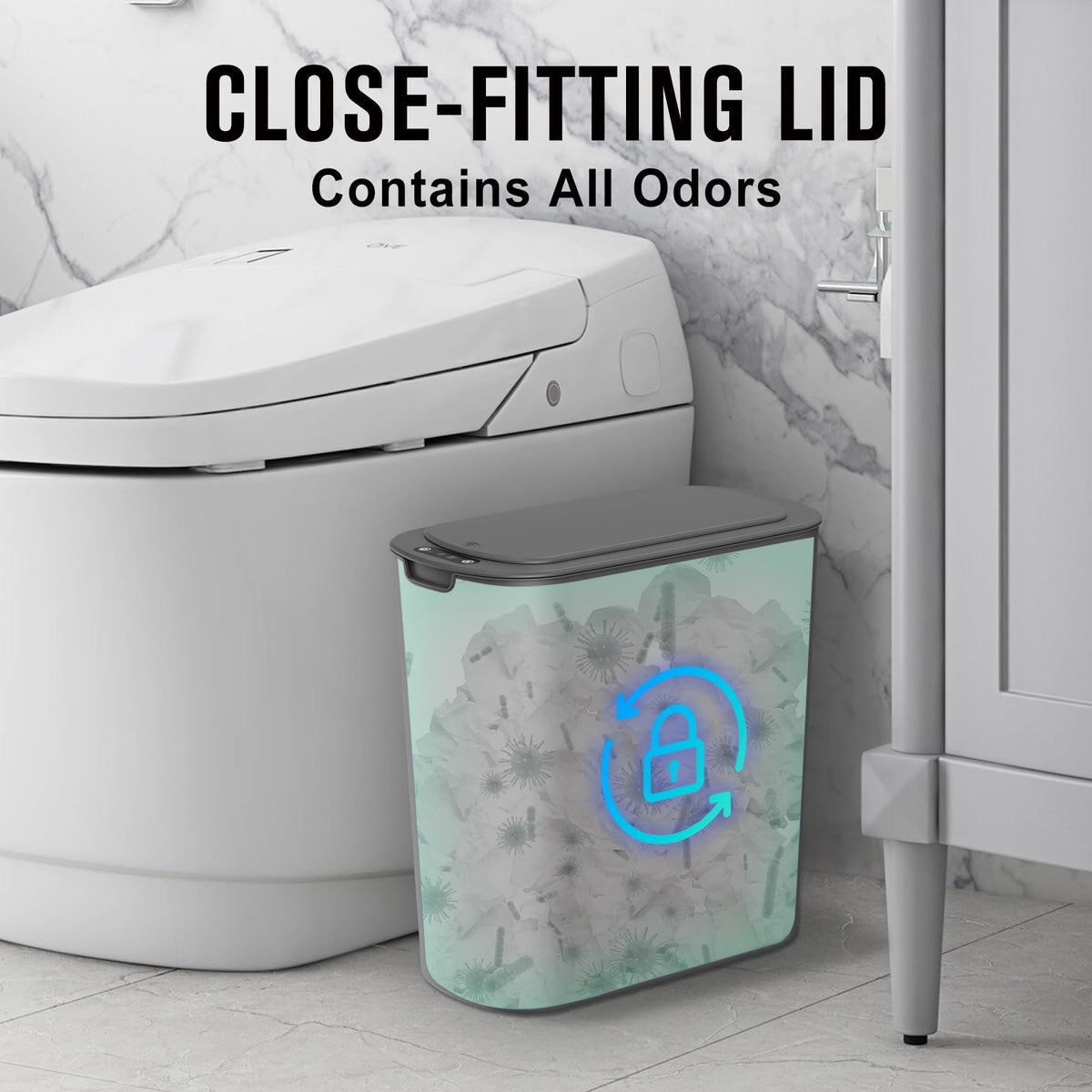 Automatic Small Bathroom Trash Can with Lid