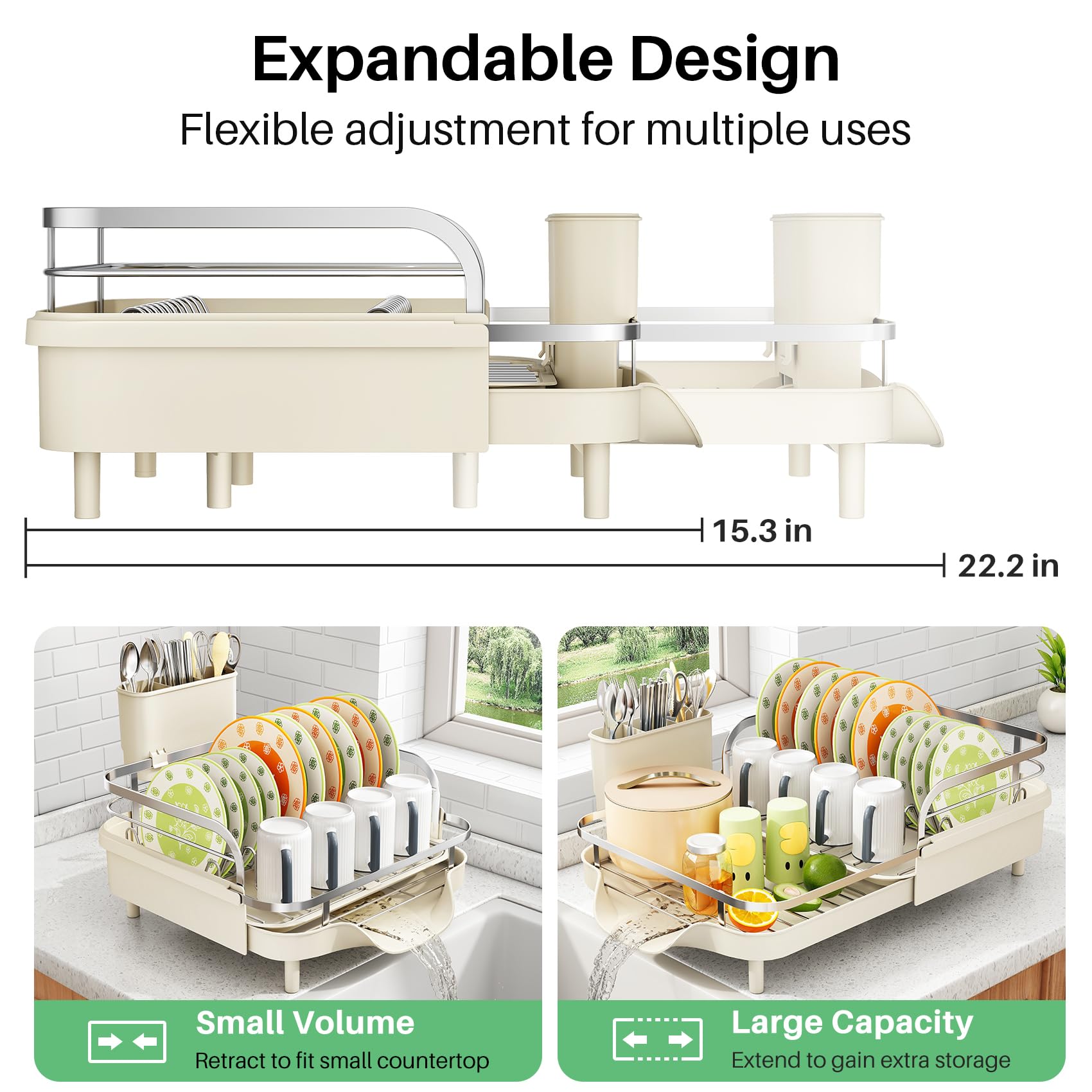 Expandable Dish Drying Rack for Small Kitchen Counter