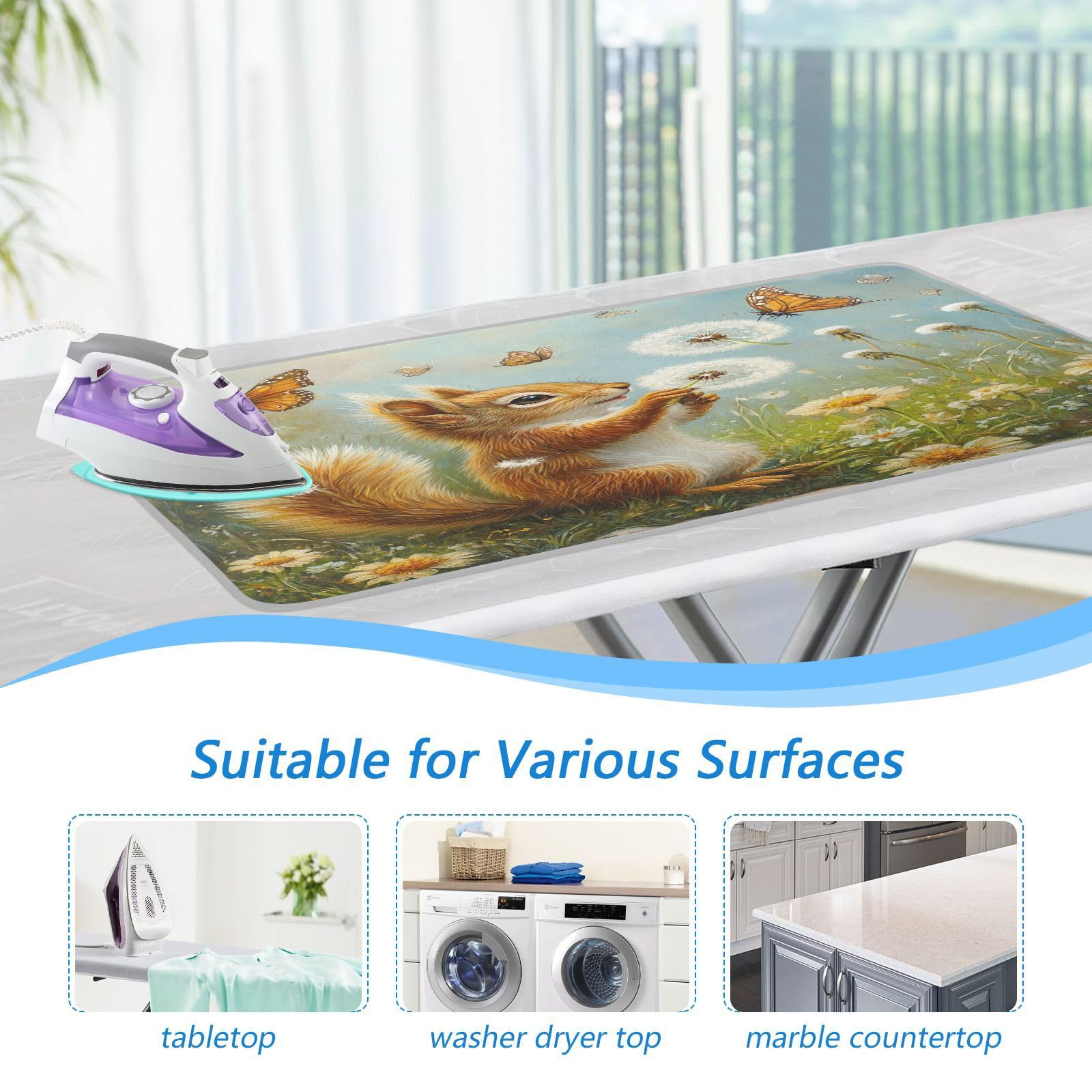 Butterfly Squirrel Dandelion Ironing Mat Thickened Ironing Blanket Travel Portable Double