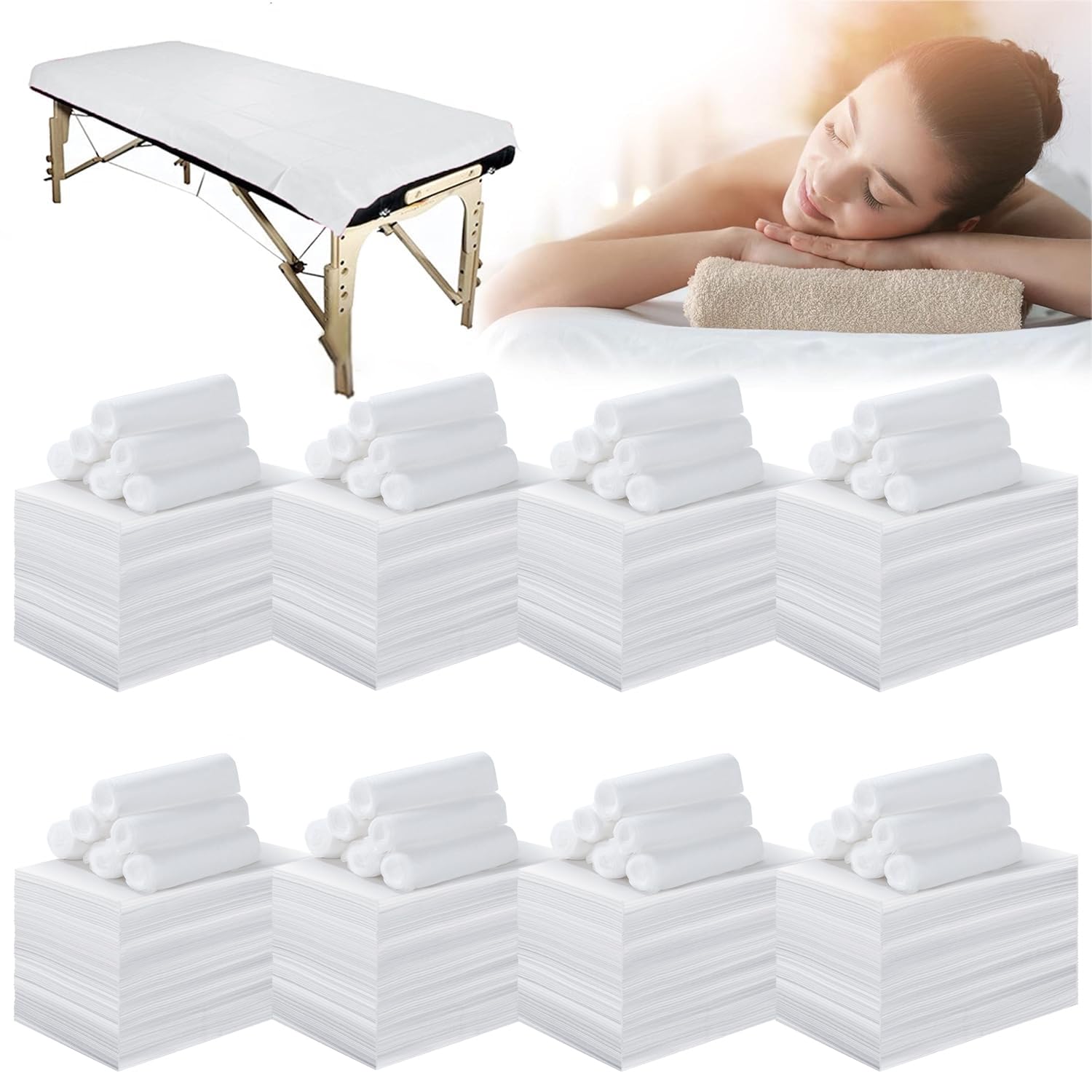 800 Pcs Disposable Bed Sheets for Massage Table 31" x 71" Massage Table Sheet Soft Non Woven Bed Cover Breathable for SPA Massage Beauty Tattoos (800 Count)