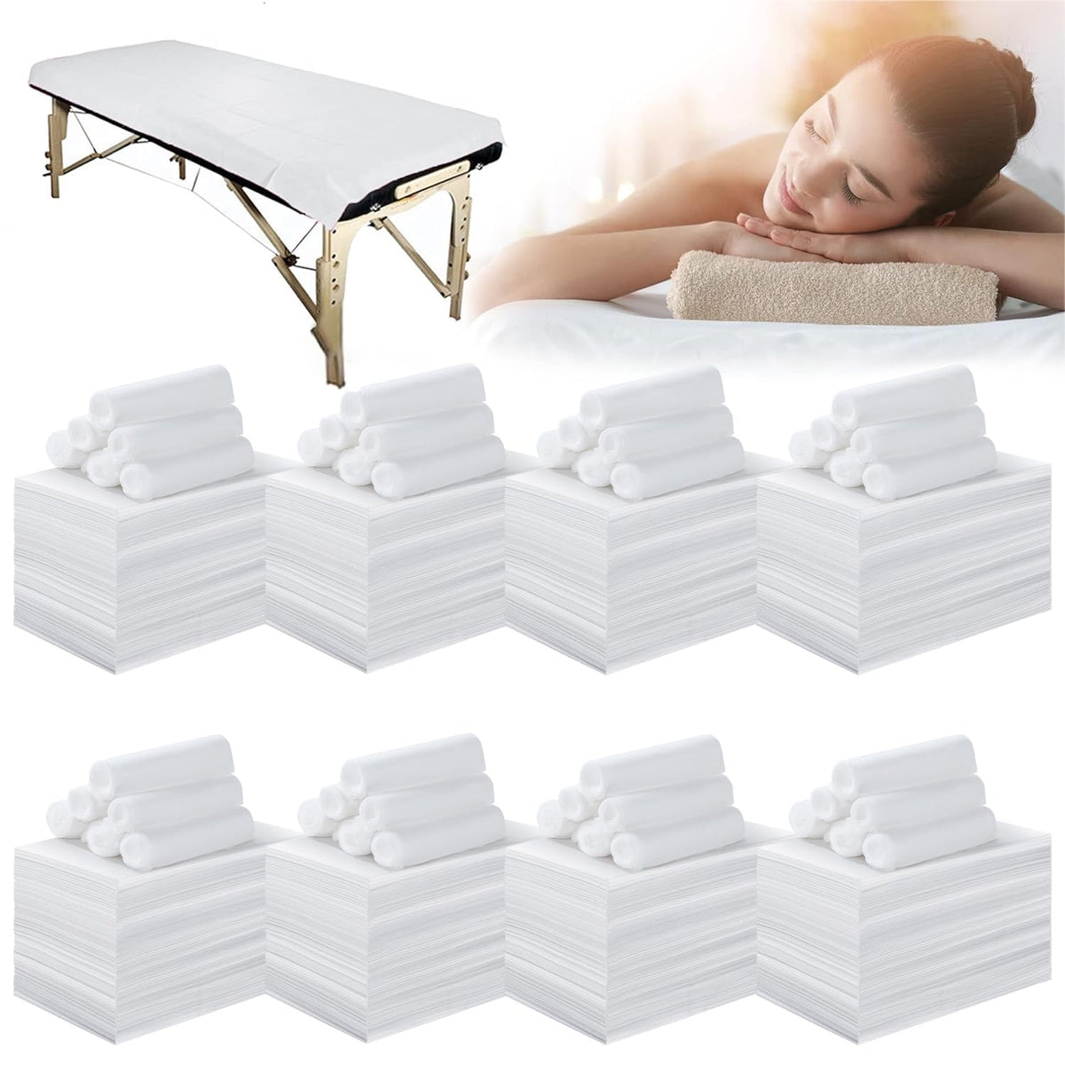 800 Pcs Disposable Bed Sheets for Massage Table 31" x 71" Massage Table Sheet Soft Non Woven Bed Cover Breathable for SPA Massage Beauty Tattoos (800 Count)