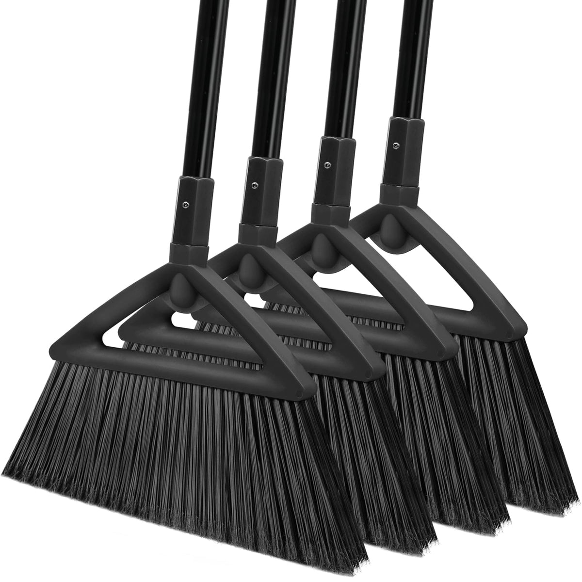 Heavy Duty Black Angle Broom with Long Handle (4 Count)