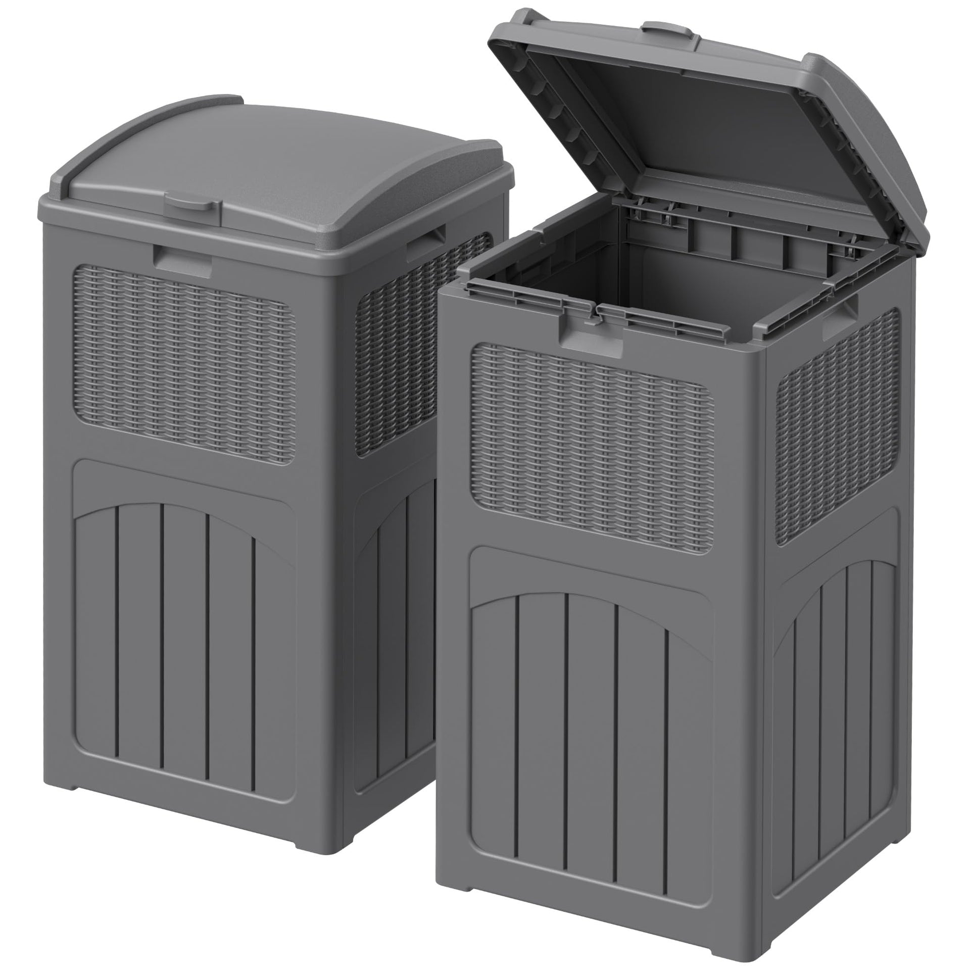 33 Gallon Outdoor Trash Can with Dual Lid (2 Count)