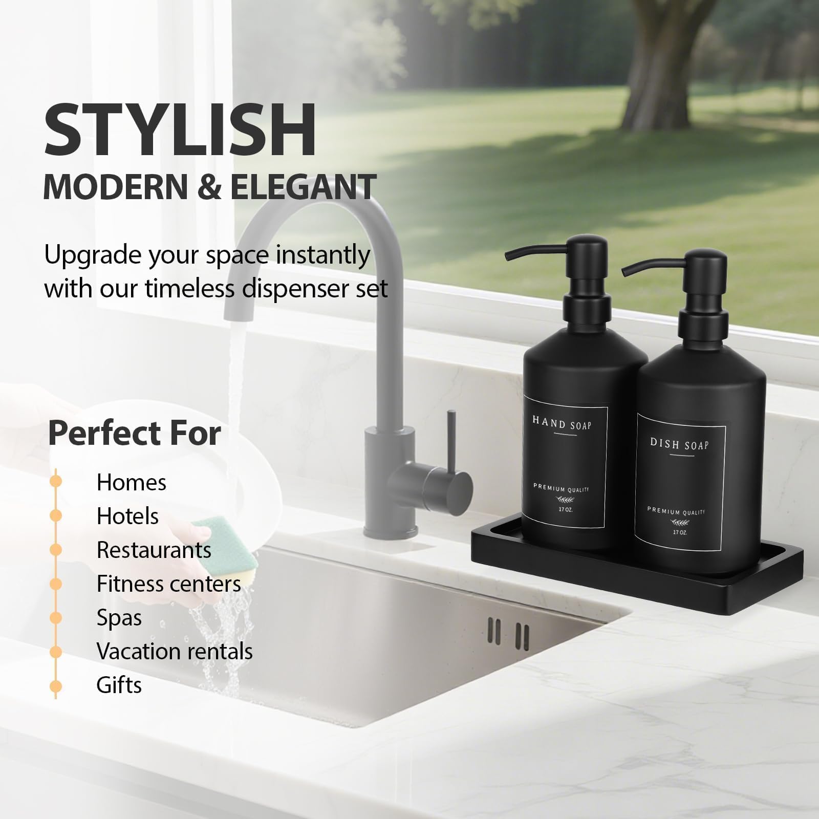 Matte Black Soap Dispenser Set (2 Count)