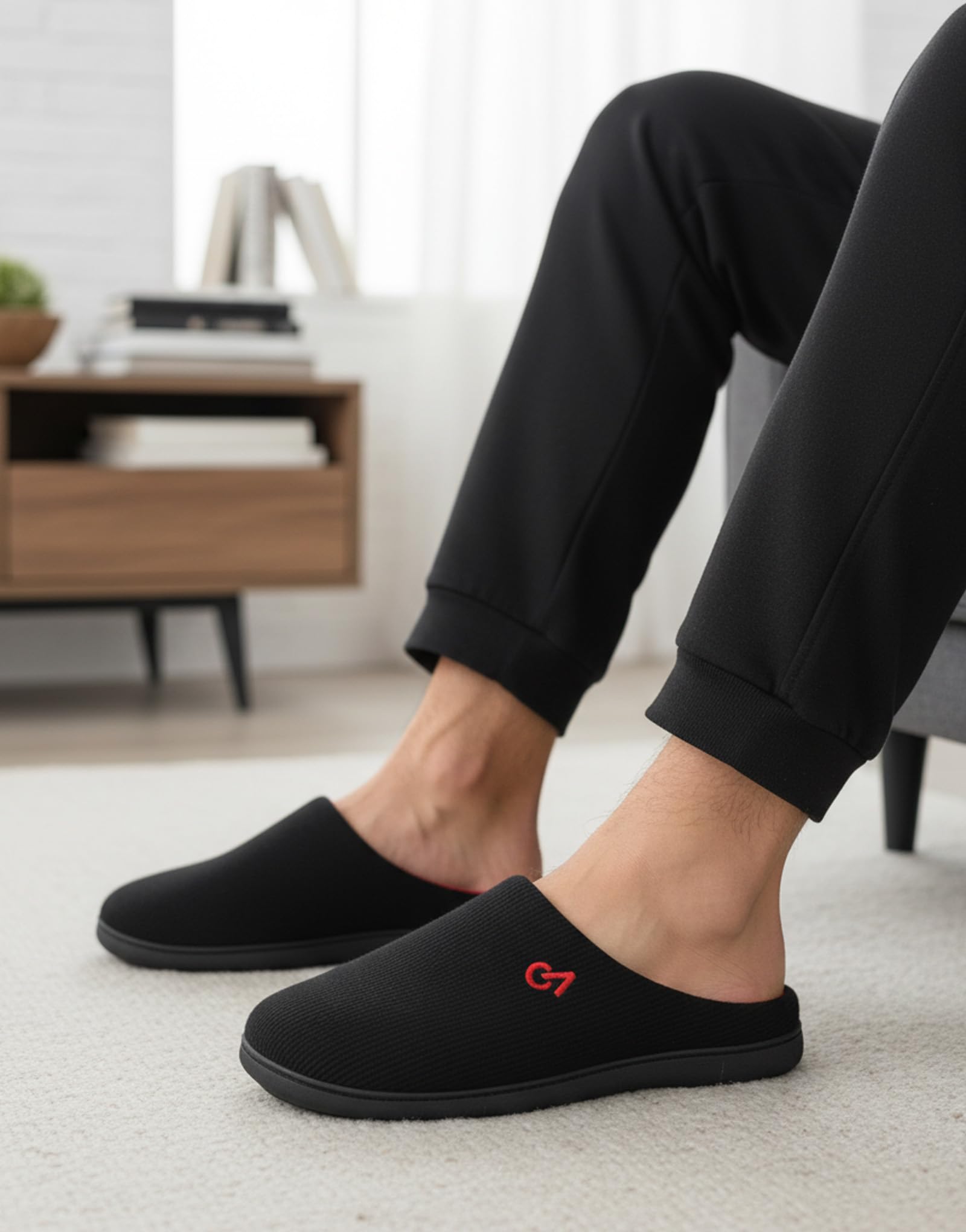 Men's Two Tone Cozy House Slippers Red