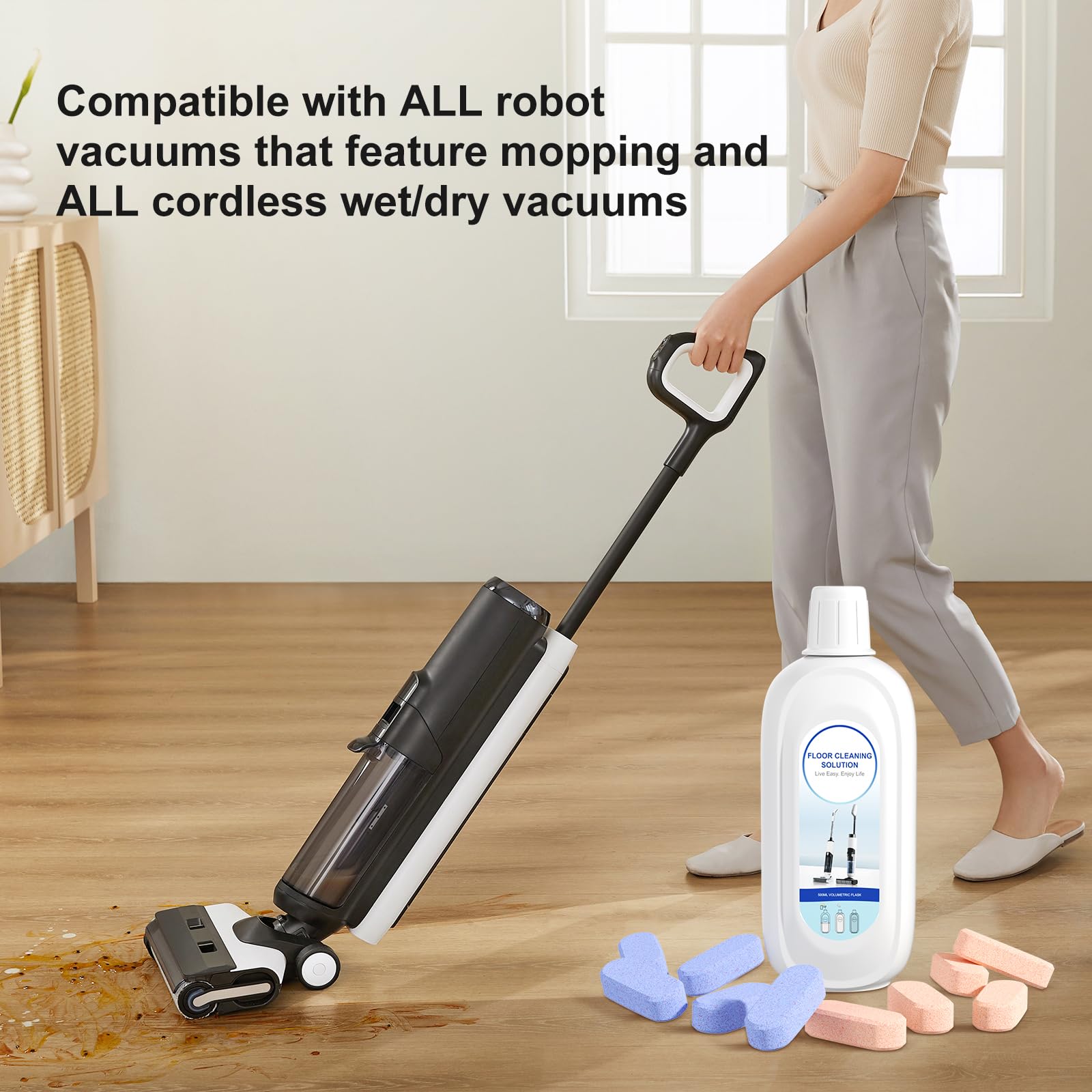 10 Bottles Compatible with Tineco Cleaning Solution Pet 500ml Per Bottle Lavender Scents Floor Cleaner Compatible with All Robot Vacuums with Mopping and Cordless Wet (169 Ounce)