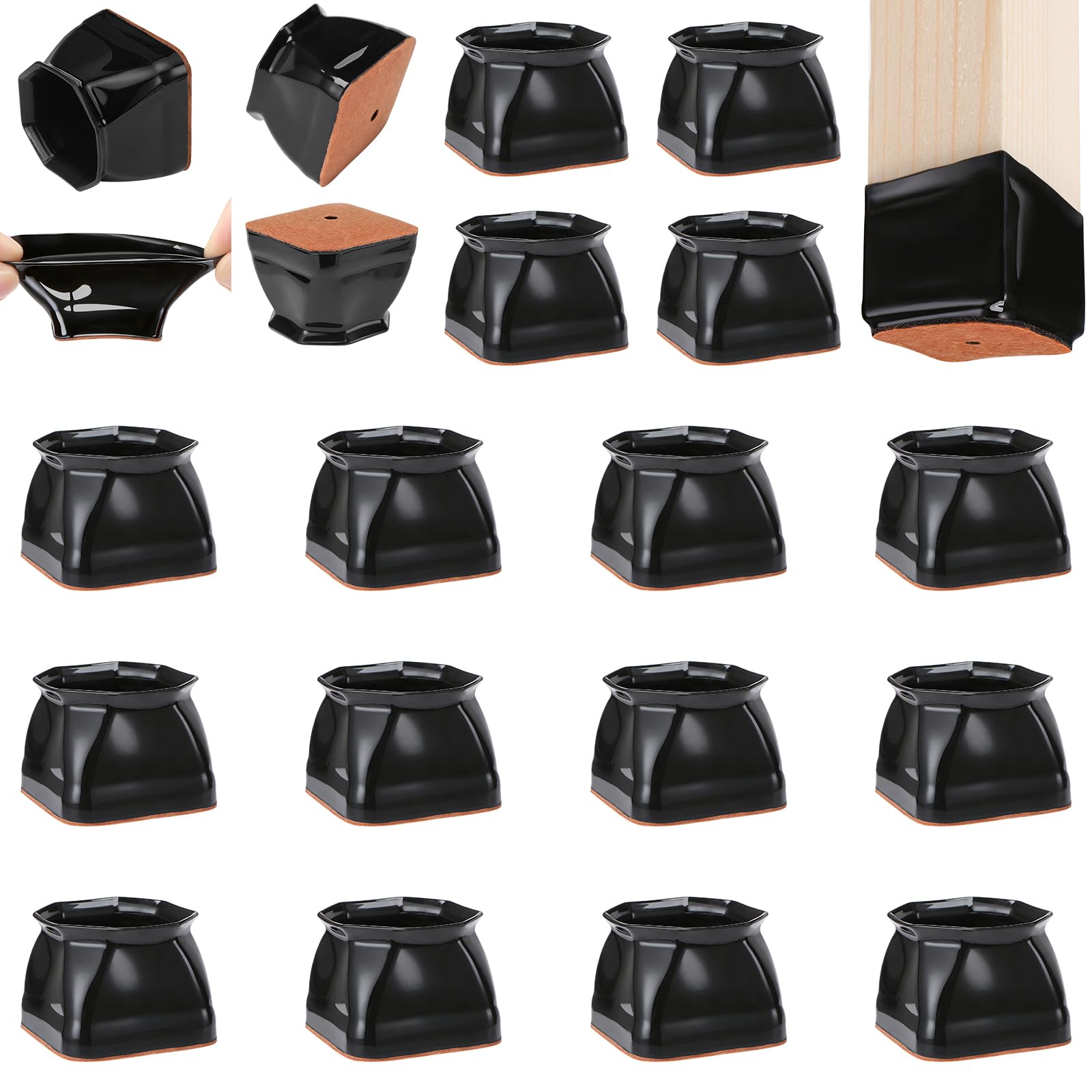 16 Pack Square Chair Leg Floor Protectors for Hardwood Floors